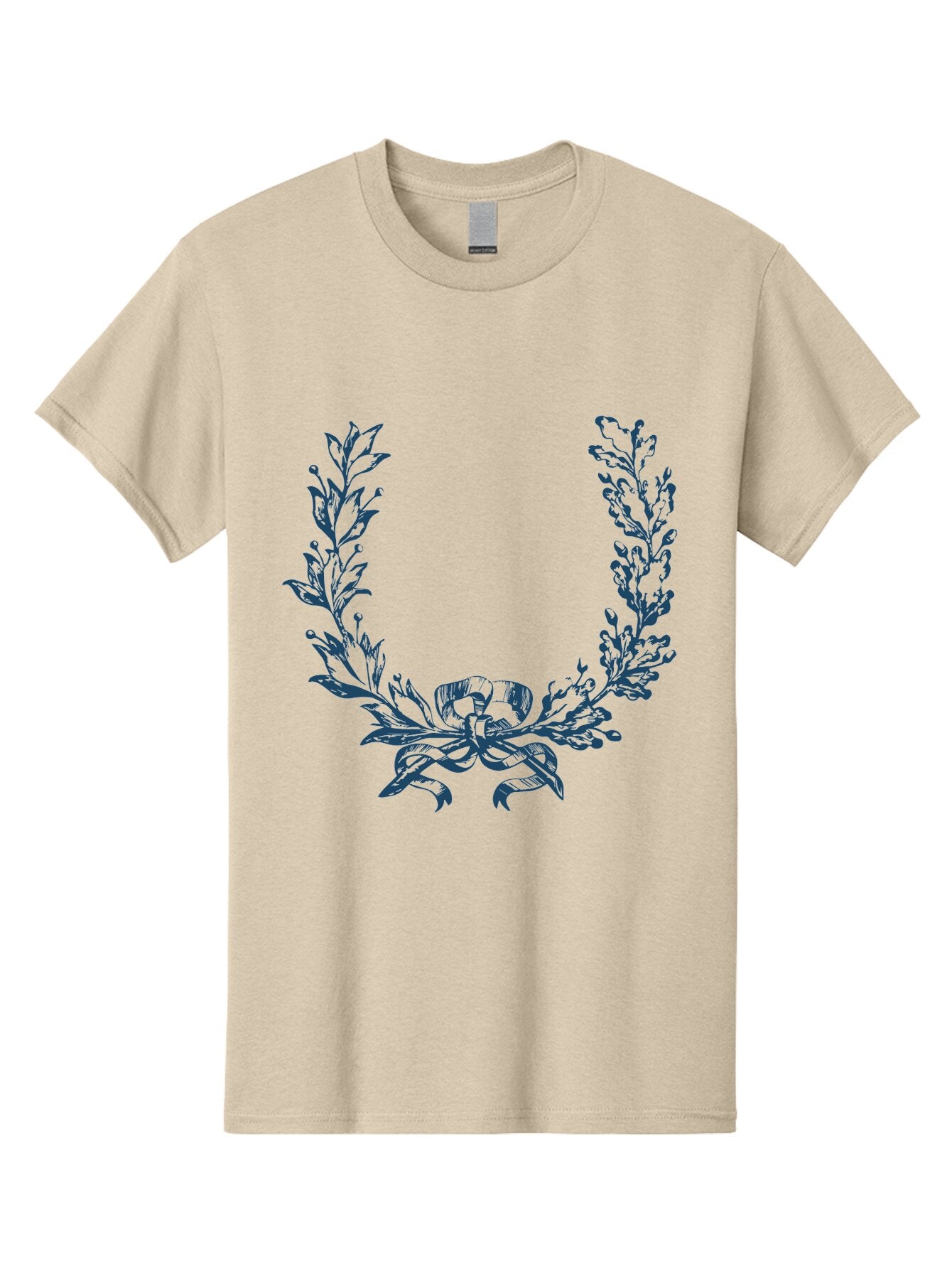 Wreath-Flower Men'S Graphic Tee, 100% Cotton, Comfortable Casual Summer Wear, Machine Washable, Laurel Wreath, Purple Leaves, Decorative Border, Elegant Design, Symbolic Motif, Leaves Tied With Ribbon, Classic Illustration, Award Symbol Aae869 14