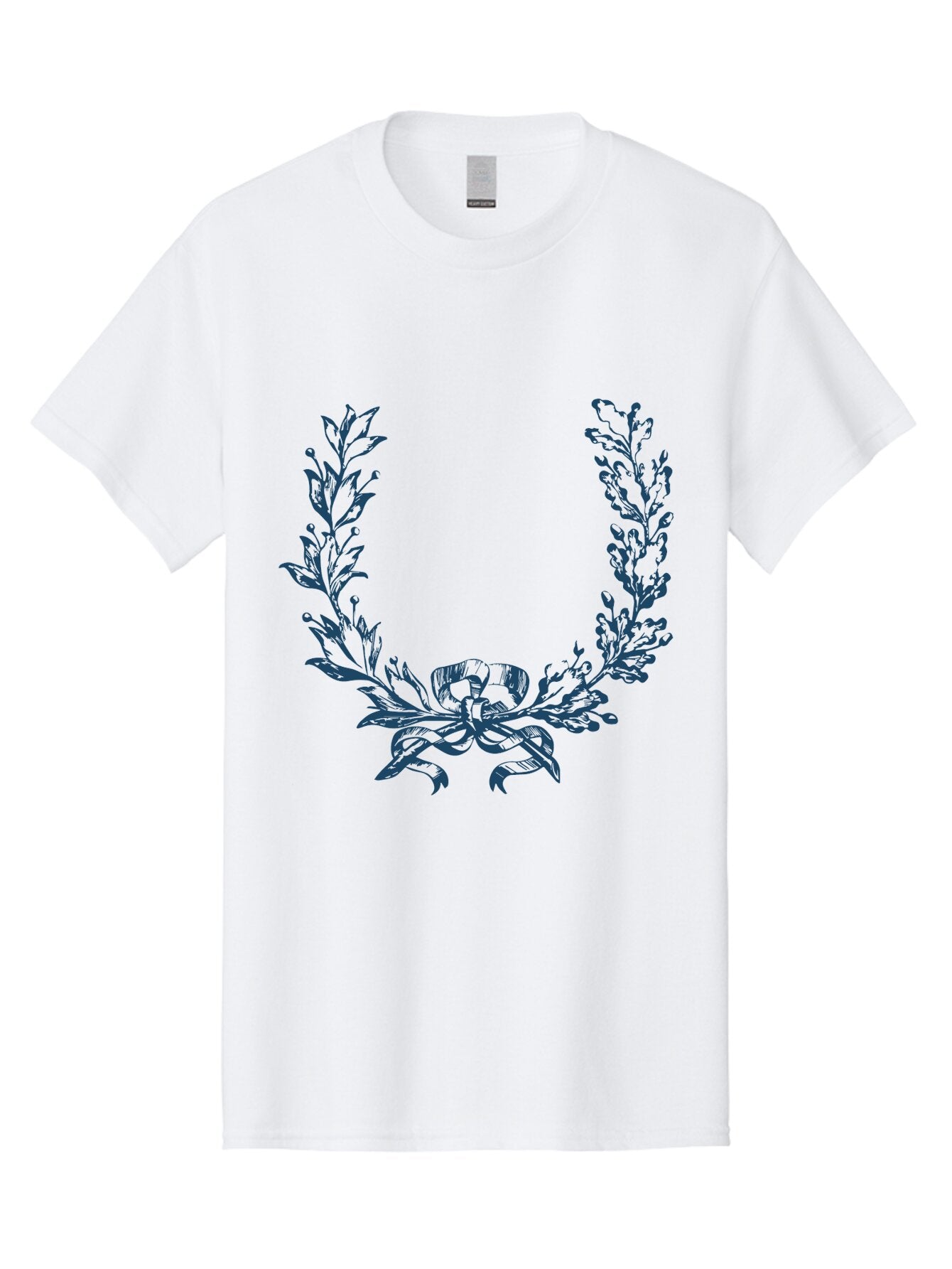 Wreath-Flower Men'S Graphic Tee, 100% Cotton, Comfortable Casual Summer Wear, Machine Washable, Laurel Wreath, Purple Leaves, Decorative Border, Elegant Design, Symbolic Motif, Leaves Tied With Ribbon, Classic Illustration, Award Symbol Aae869 12