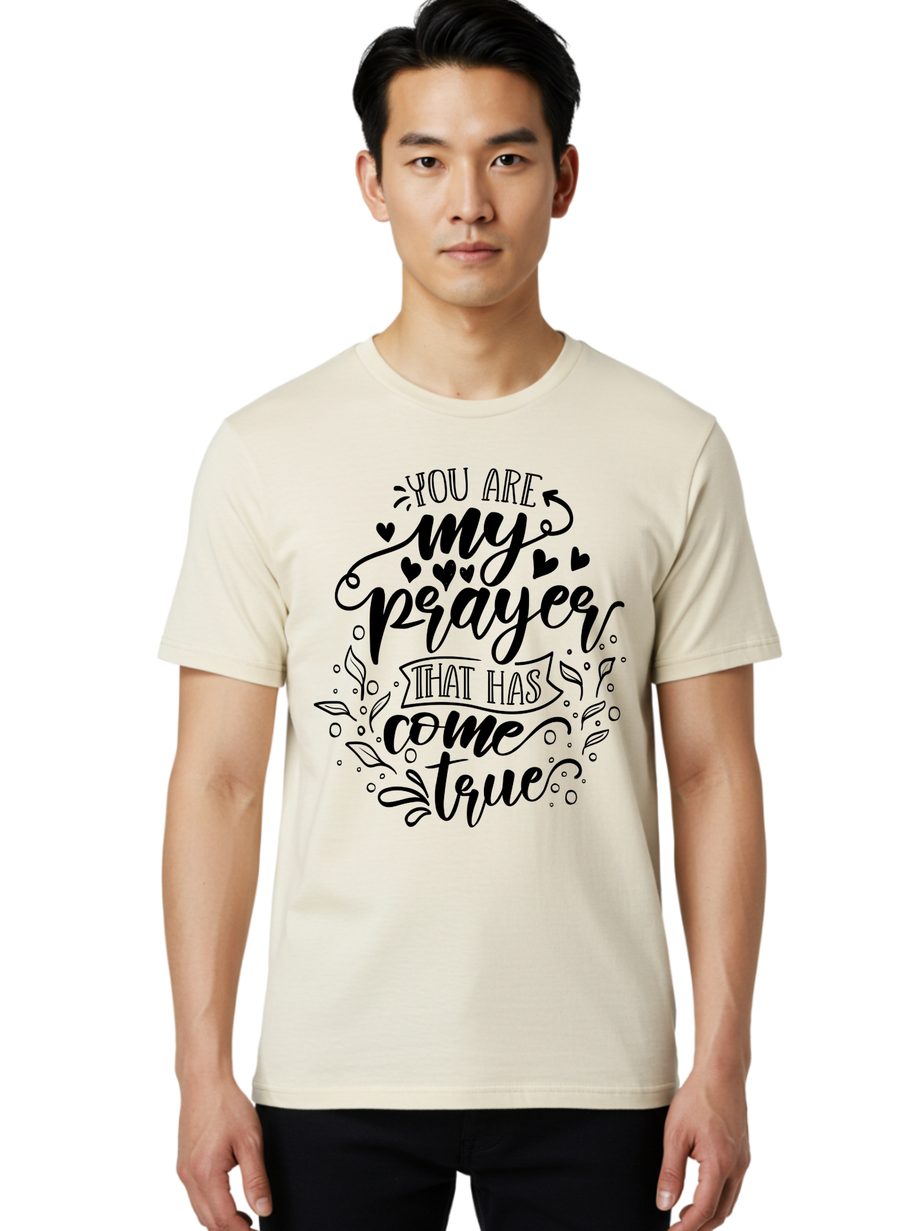 You Are My Prayer That Has Come True Men'S Graphic Tee, 100% Cotton, Comfortable Casual Summer Wear, Machine Washable, Inspirational Quote, Prayer Answered, Love Message, Heartfelt, Positive Affirmation, Motivational Words, Spiritual Message, Aae872 20