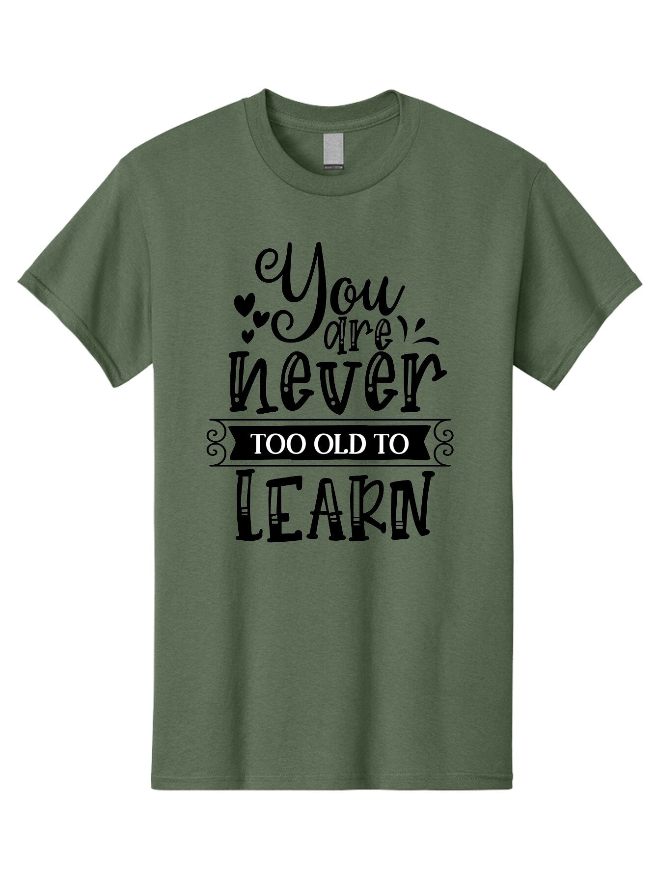 You Are Never Too Old To Learn Men'S Graphic Tee, 100% Cotton, Comfortable Casual Summer Wear, Machine Washable, Motivational Quote, Inspirational Saying, Learning Is Lifelong, Personal Growth, Self-Improvement, Educational Encouragement, Aae873 4