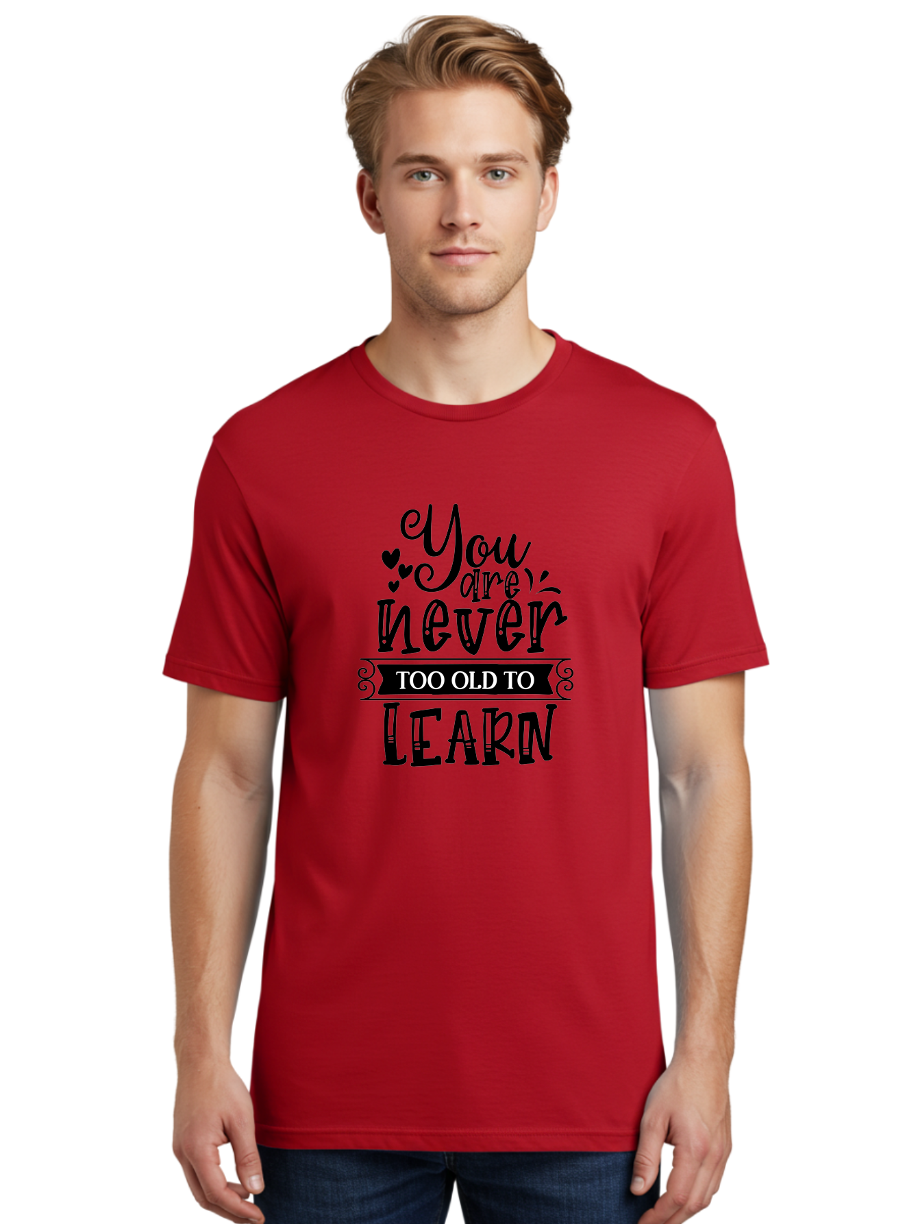 You Are Never Too Old To Learn Men'S Graphic Tee, 100% Cotton, Comfortable Casual Summer Wear, Machine Washable, Motivational Quote, Inspirational Saying, Learning Is Lifelong, Personal Growth, Self-Improvement, Educational Encouragement, Aae873 14