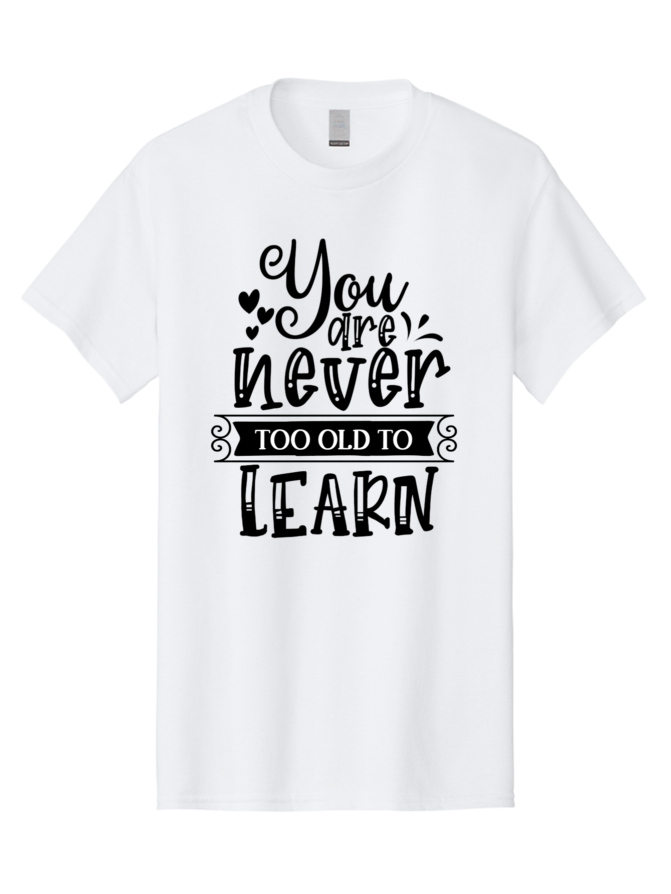 You Are Never Too Old To Learn Men'S Graphic Tee, 100% Cotton, Comfortable Casual Summer Wear, Machine Washable, Motivational Quote, Inspirational Saying, Learning Is Lifelong, Personal Growth, Self-Improvement, Educational Encouragement, Aae873 3