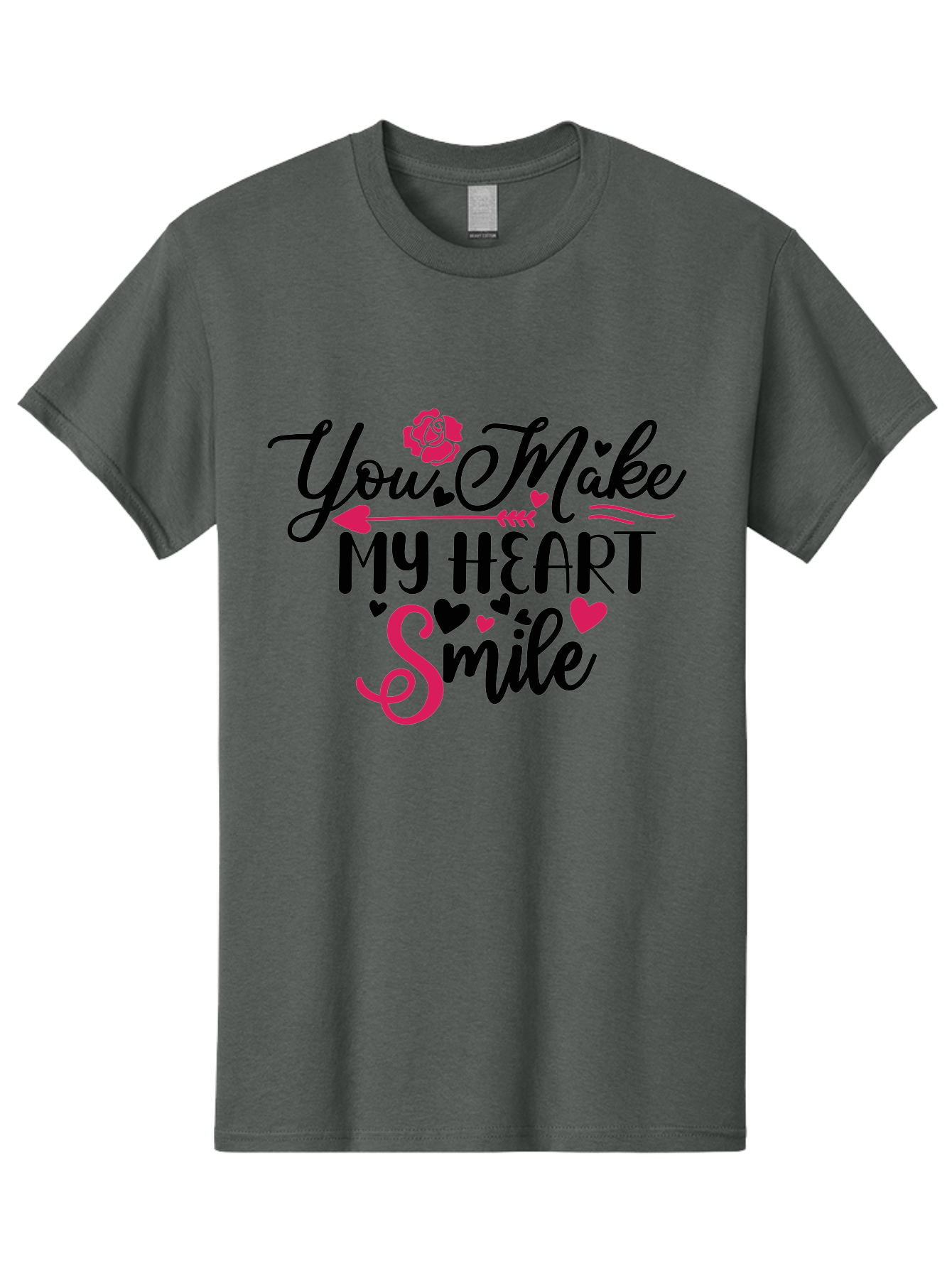 You Make My Heart Smile-01 Men'S Graphic Tee, 100% Cotton, Comfortable Casual Summer Wear, Machine Washable, Heartfelt Message, Love Quote, Romantic Phrase, You Make My Heart Smile, Valentines Day Gift, Love Letter, Sweet Sentiment, Aae876 5