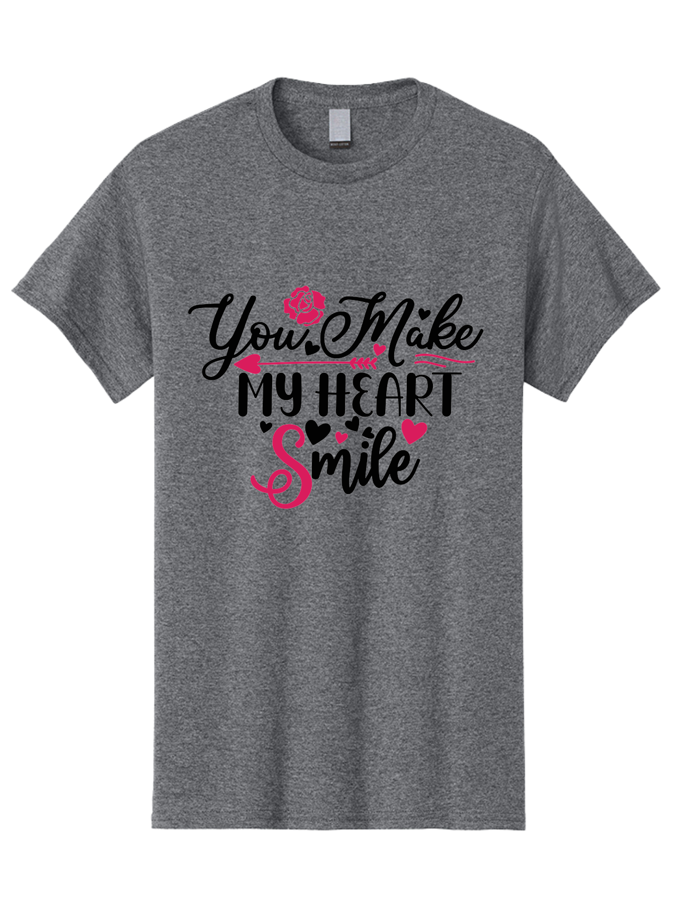 You Make My Heart Smile-01 Men'S Graphic Tee, 100% Cotton, Comfortable Casual Summer Wear, Machine Washable, Heartfelt Message, Love Quote, Romantic Phrase, You Make My Heart Smile, Valentines Day Gift, Love Letter, Sweet Sentiment, Aae876 19