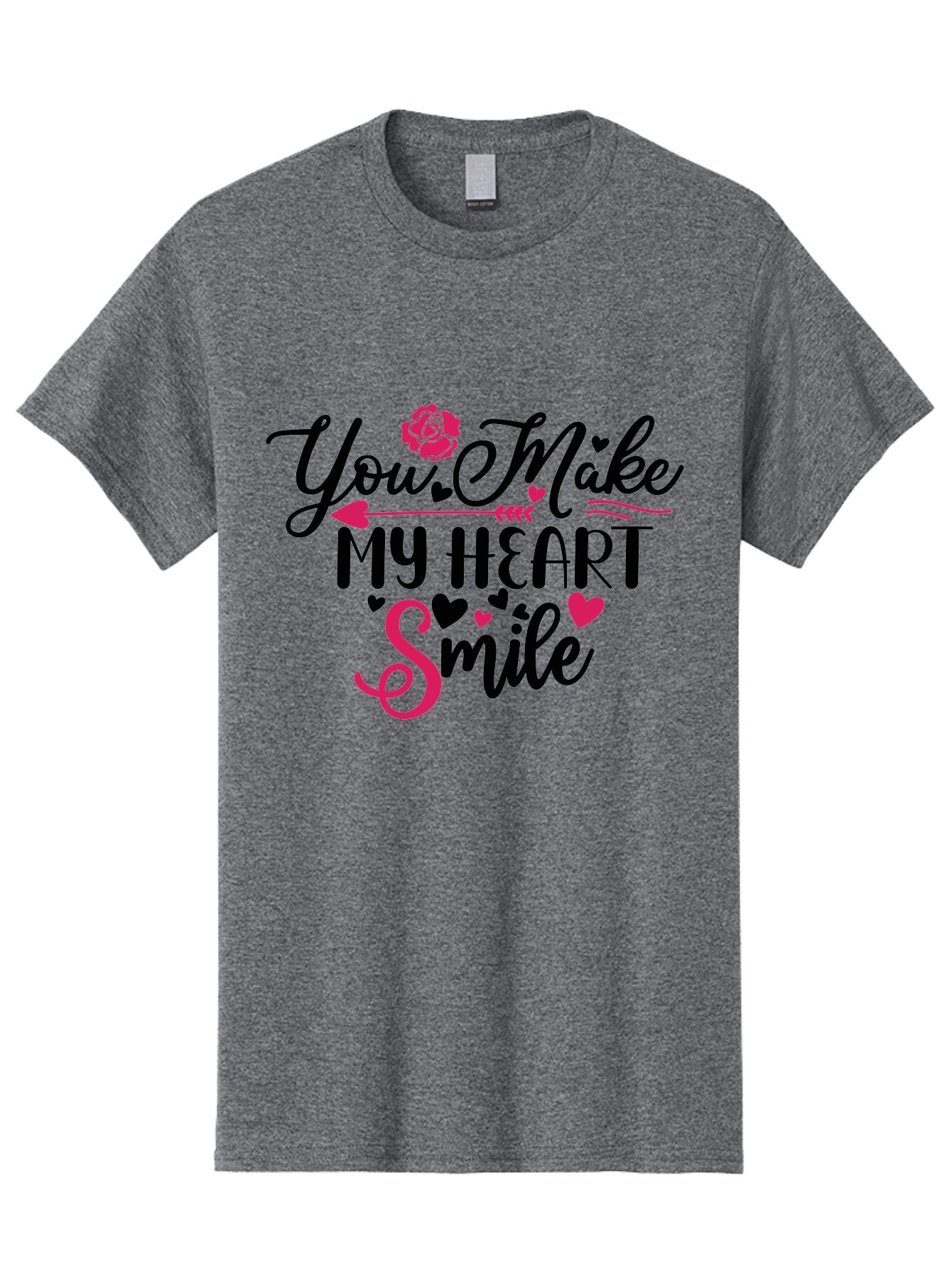 You Make My Heart Smile-01 Men'S Graphic Tee, 100% Cotton, Comfortable Casual Summer Wear, Machine Washable, Heartfelt Message, Love Quote, Romantic Phrase, You Make My Heart Smile, Valentines Day Gift, Love Letter, Sweet Sentiment, Aae876