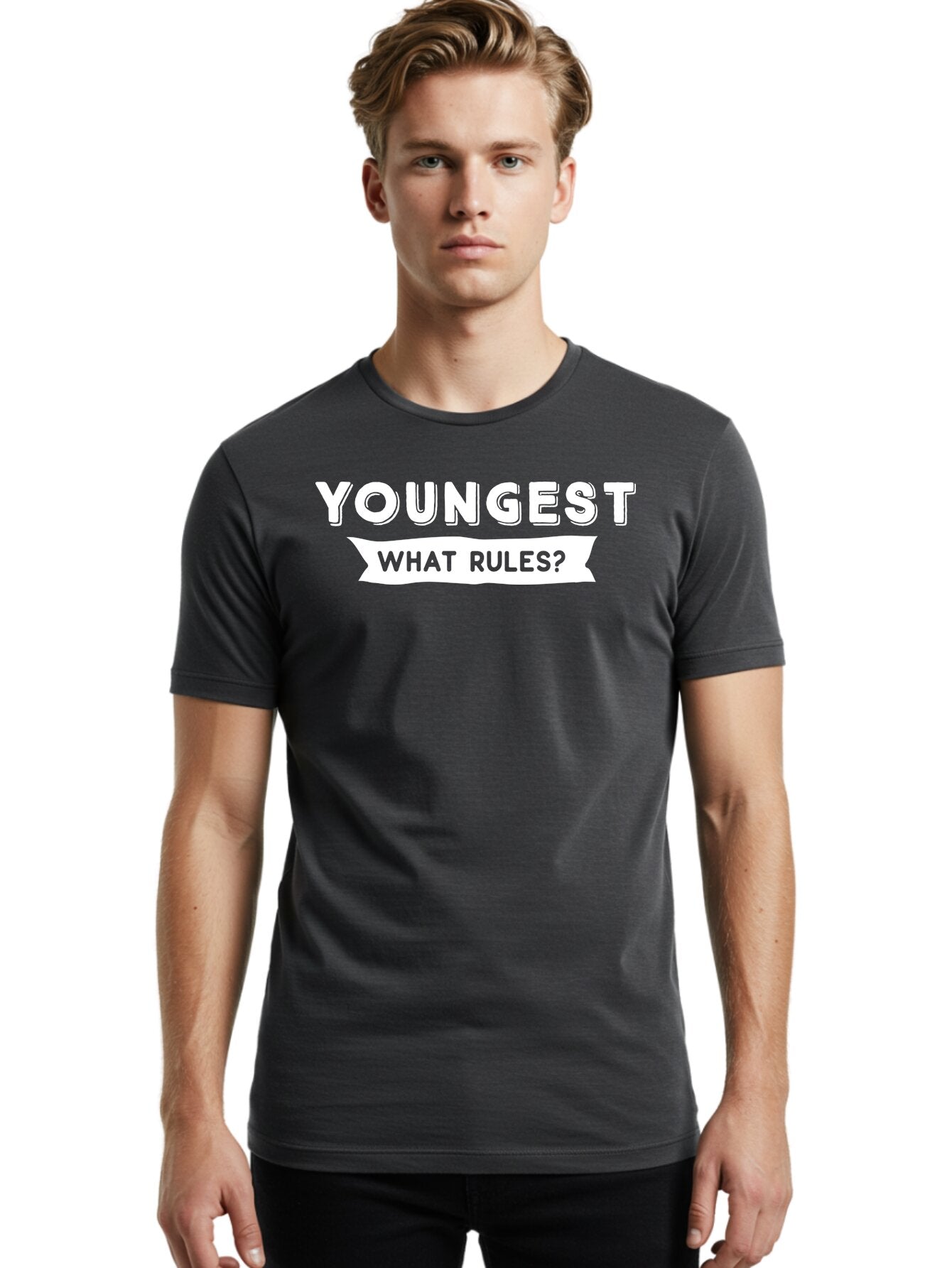 Youngest - What Rules White Men'S Graphic Tee, 100% Cotton, Comfortable Casual Summer Wear, Machine Washable, Youngest What Rules, Rule Breaking, Trending Topics, Social Media Buzz, Youth Culture, Controversy, Debate, Modern Slang Aae878 27