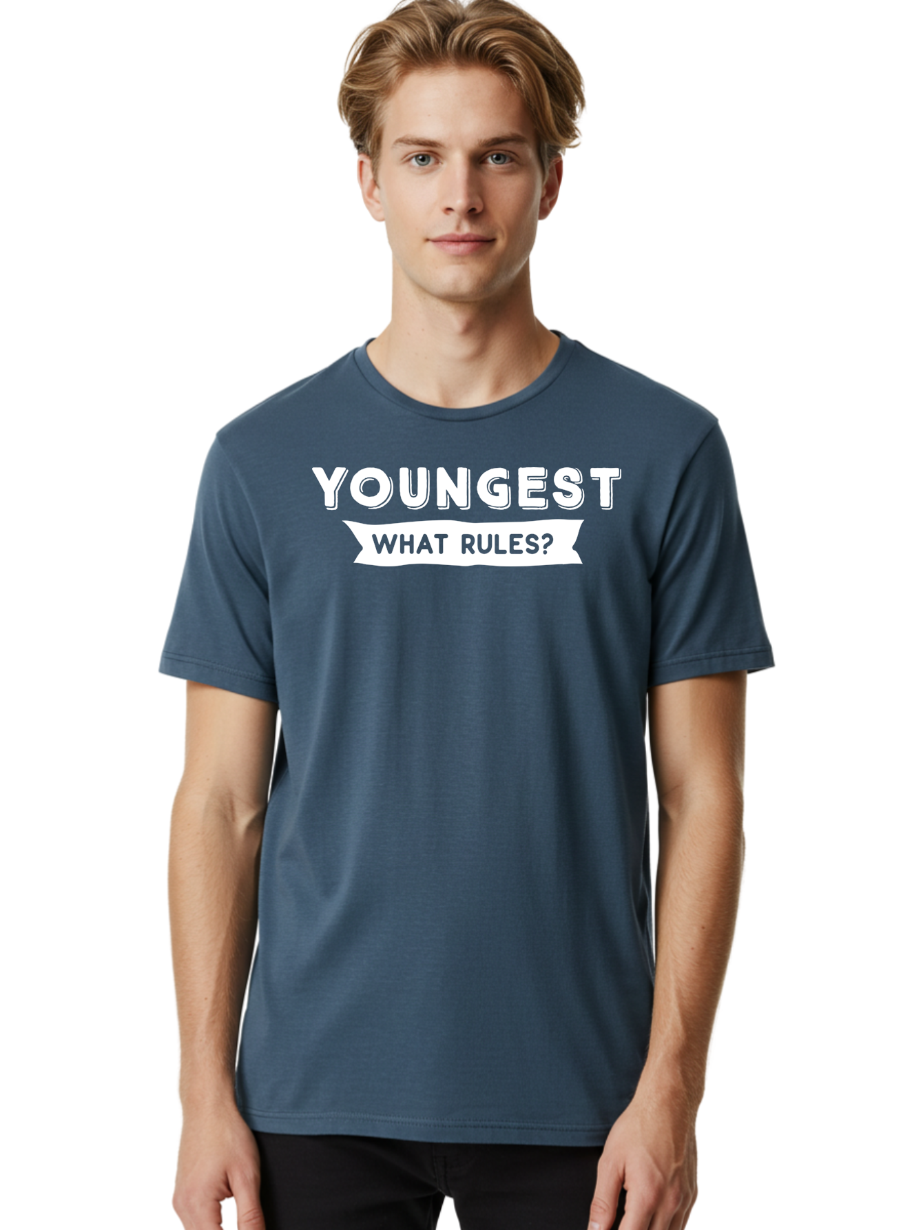 Youngest - What Rules White Men'S Graphic Tee, 100% Cotton, Comfortable Casual Summer Wear, Machine Washable, Youngest What Rules, Rule Breaking, Trending Topics, Social Media Buzz, Youth Culture, Controversy, Debate, Modern Slang Aae878