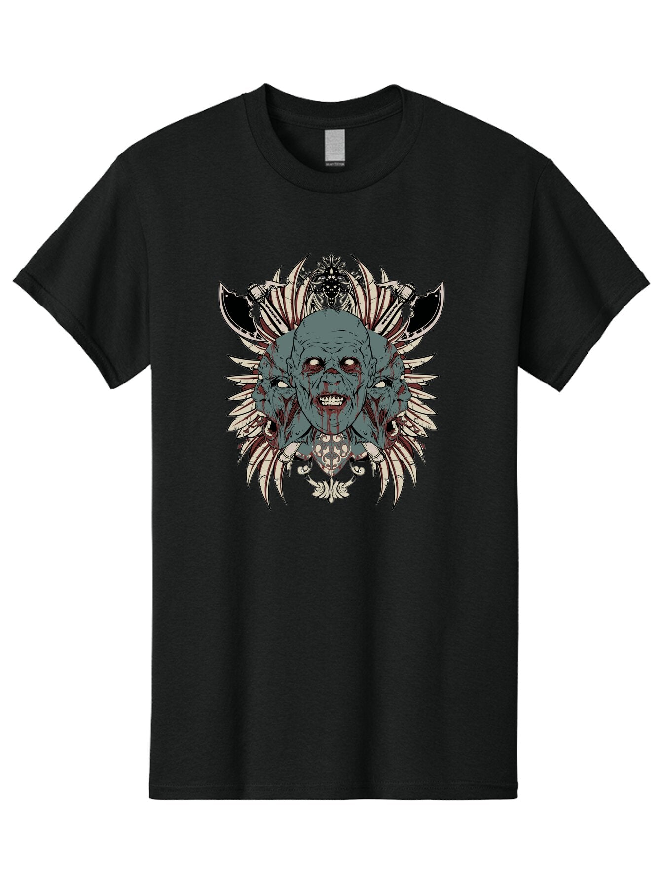 Zombie Throne Men'S Graphic Tee, 100% Cotton, Comfortable Casual Summer Wear, Machine Washable, Horror, Monster, Bloody Head, Multiple Eyes, Sharp Teeth, Metal Armor, Fantasy Creature, Gothic Art, Dark Design, Creepy Character, Aae880 11