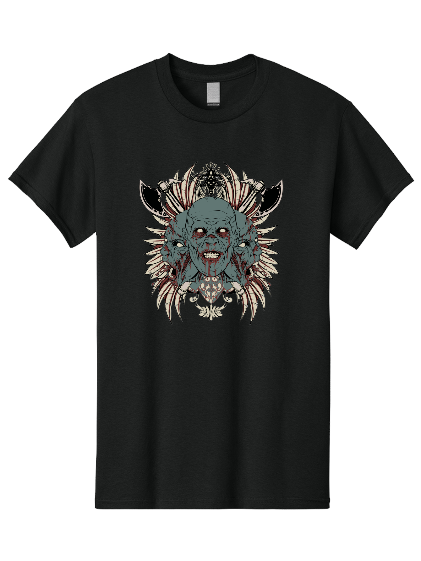 Zombie Throne Men'S Graphic Tee, 100% Cotton, Comfortable Casual Summer Wear, Machine Washable, Horror, Monster, Bloody Head, Multiple Eyes, Sharp Teeth, Metal Armor, Fantasy Creature, Gothic Art, Dark Design, Creepy Character, Aae880 7