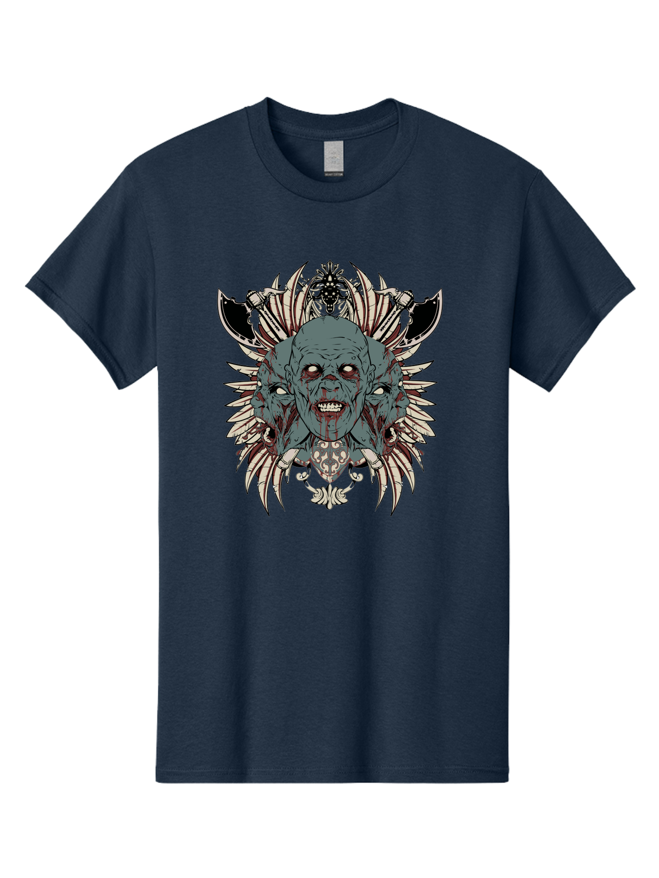 Zombie Throne Men'S Graphic Tee, 100% Cotton, Comfortable Casual Summer Wear, Machine Washable, Horror, Monster, Bloody Head, Multiple Eyes, Sharp Teeth, Metal Armor, Fantasy Creature, Gothic Art, Dark Design, Creepy Character, Aae880 27