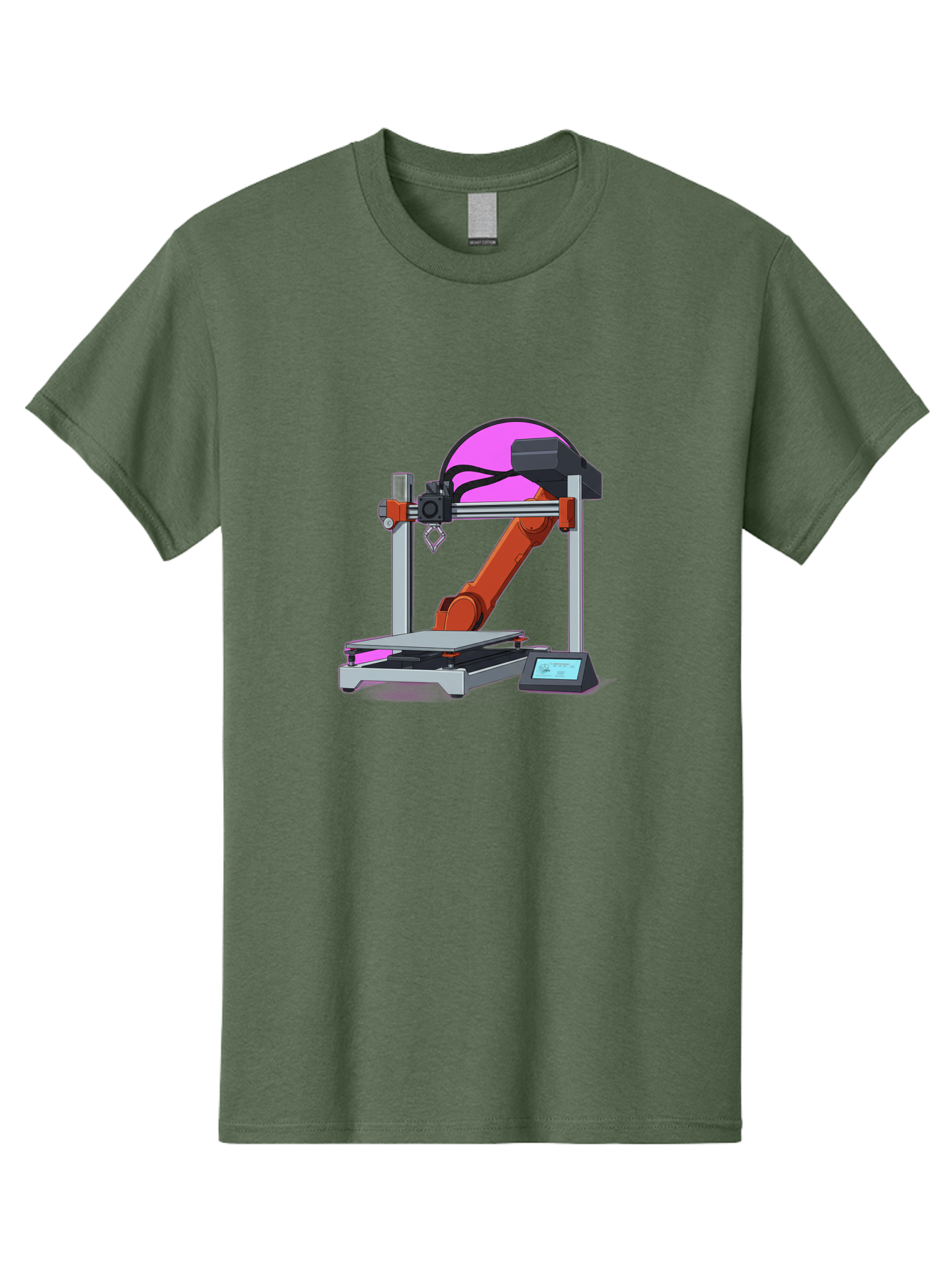3D-Printer-1 Men'S Graphic Tee, 100% Cotton, Comfortable Casual Summer Wear, Machine Washable, Industrial Robotic Arm, 3D Printing Technology, Additive Manufacturing, Precision Engineering, Futuristic Design, Modern Machinery, Baa002