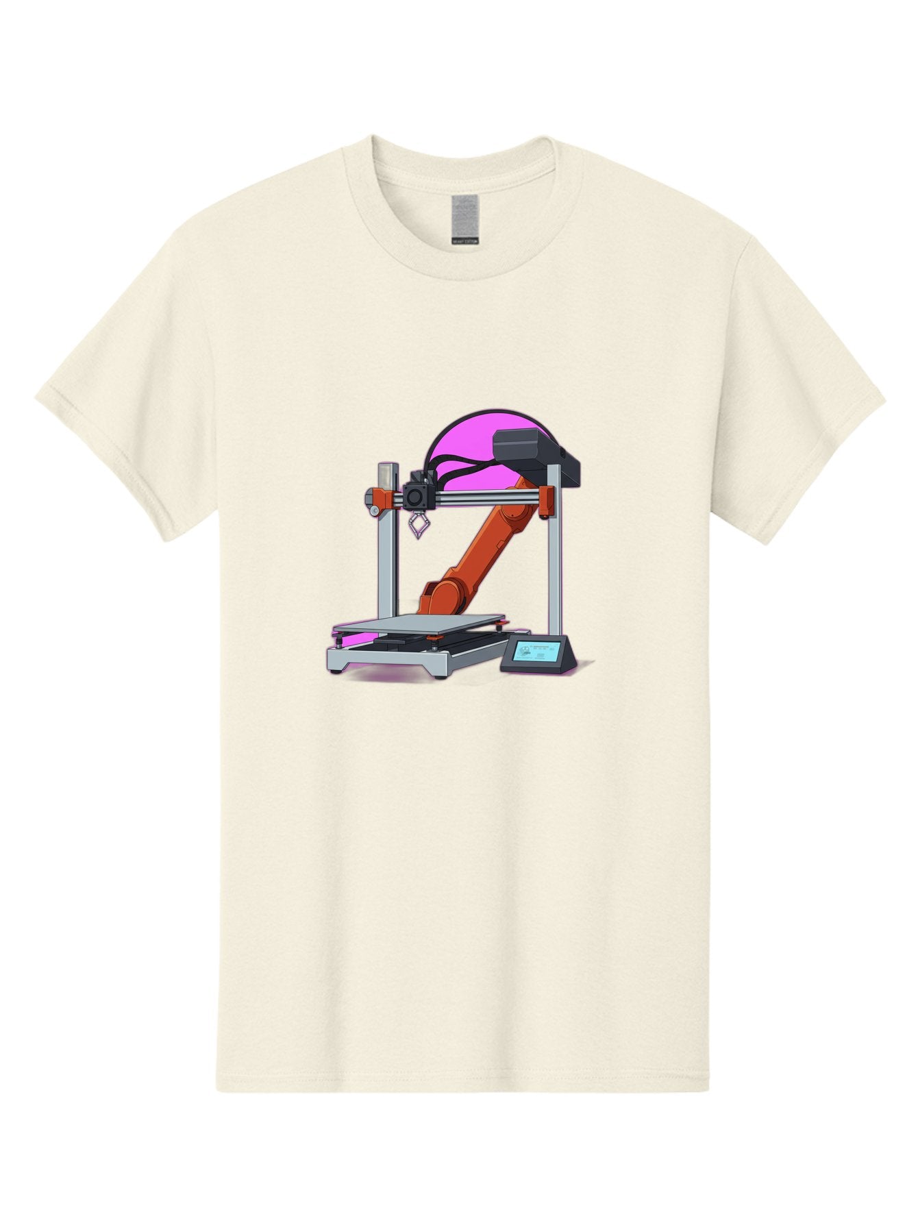 3D-Printer-1 Men'S Graphic Tee, 100% Cotton, Comfortable Casual Summer Wear, Machine Washable, Industrial Robotic Arm, 3D Printing Technology, Additive Manufacturing, Precision Engineering, Futuristic Design, Modern Machinery, Baa002 8