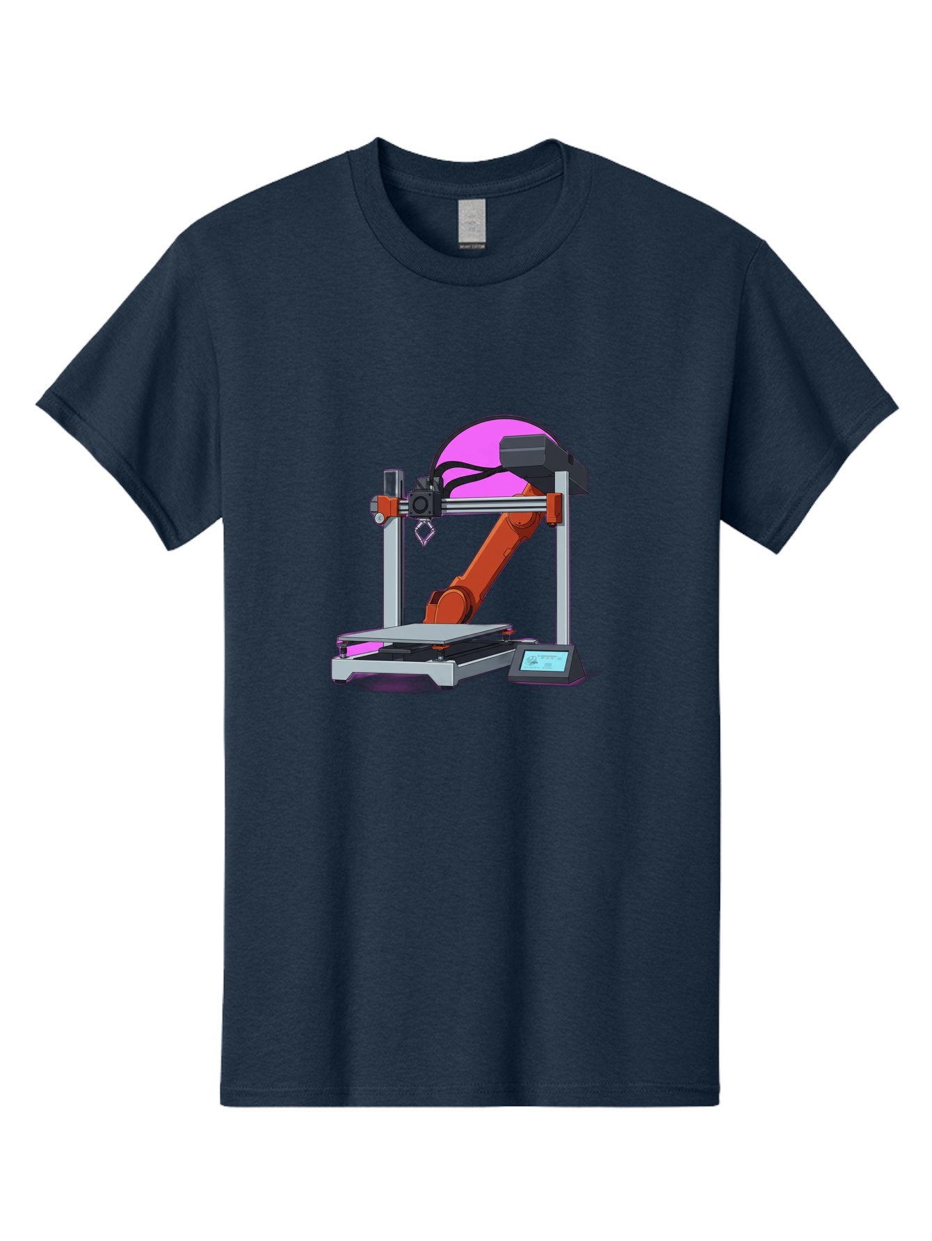 3D-Printer-1 Men'S Graphic Tee, 100% Cotton, Comfortable Casual Summer Wear, Machine Washable, Industrial Robotic Arm, 3D Printing Technology, Additive Manufacturing, Precision Engineering, Futuristic Design, Modern Machinery, Baa002 3