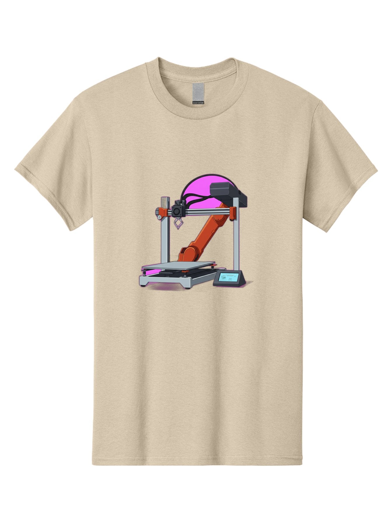3D-Printer-1 Men'S Graphic Tee, 100% Cotton, Comfortable Casual Summer Wear, Machine Washable, Industrial Robotic Arm, 3D Printing Technology, Additive Manufacturing, Precision Engineering, Futuristic Design, Modern Machinery, Baa002 14
