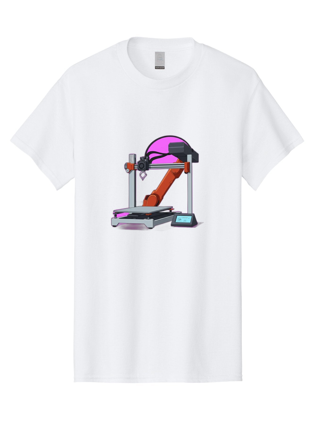 3D-Printer-1 Men'S Graphic Tee, 100% Cotton, Comfortable Casual Summer Wear, Machine Washable, Industrial Robotic Arm, 3D Printing Technology, Additive Manufacturing, Precision Engineering, Futuristic Design, Modern Machinery, Baa002 9