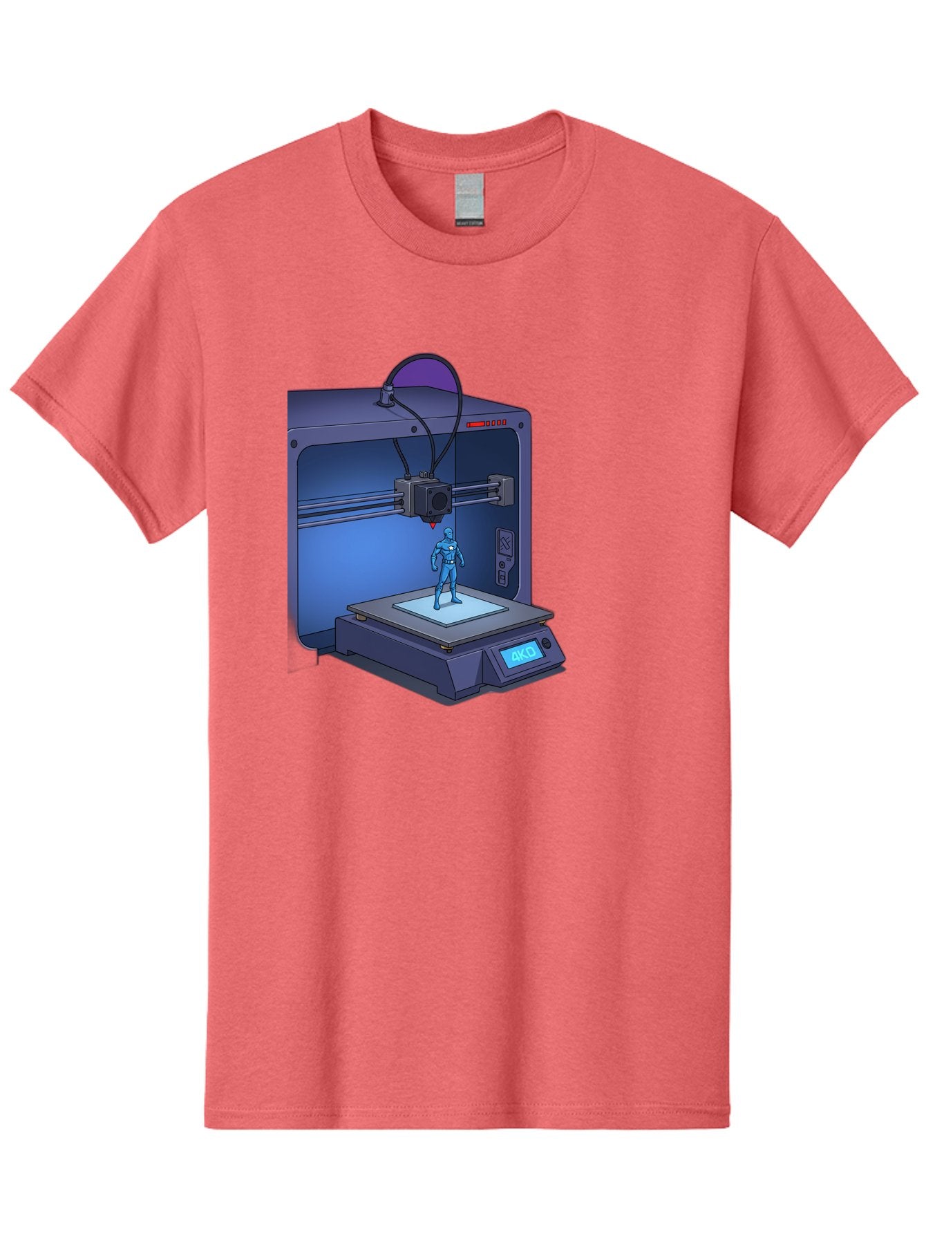 3D-Printer-10 Men'S Graphic Tee, 100% Cotton, Comfortable Casual Summer Wear, Machine Washable, 3D Printing Technology, Futuristic Design, Robotic Figure, Precise Manufacturing, Innovative Machinery, Additive Manufacturing, Ako Baa003 13