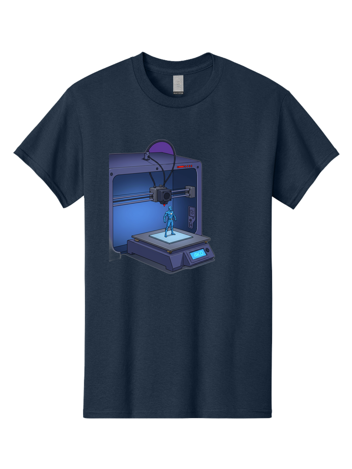 3D-Printer-10 Men'S Graphic Tee, 100% Cotton, Comfortable Casual Summer Wear, Machine Washable, 3D Printing Technology, Futuristic Design, Robotic Figure, Precise Manufacturing, Innovative Machinery, Additive Manufacturing, Ako Baa003 3