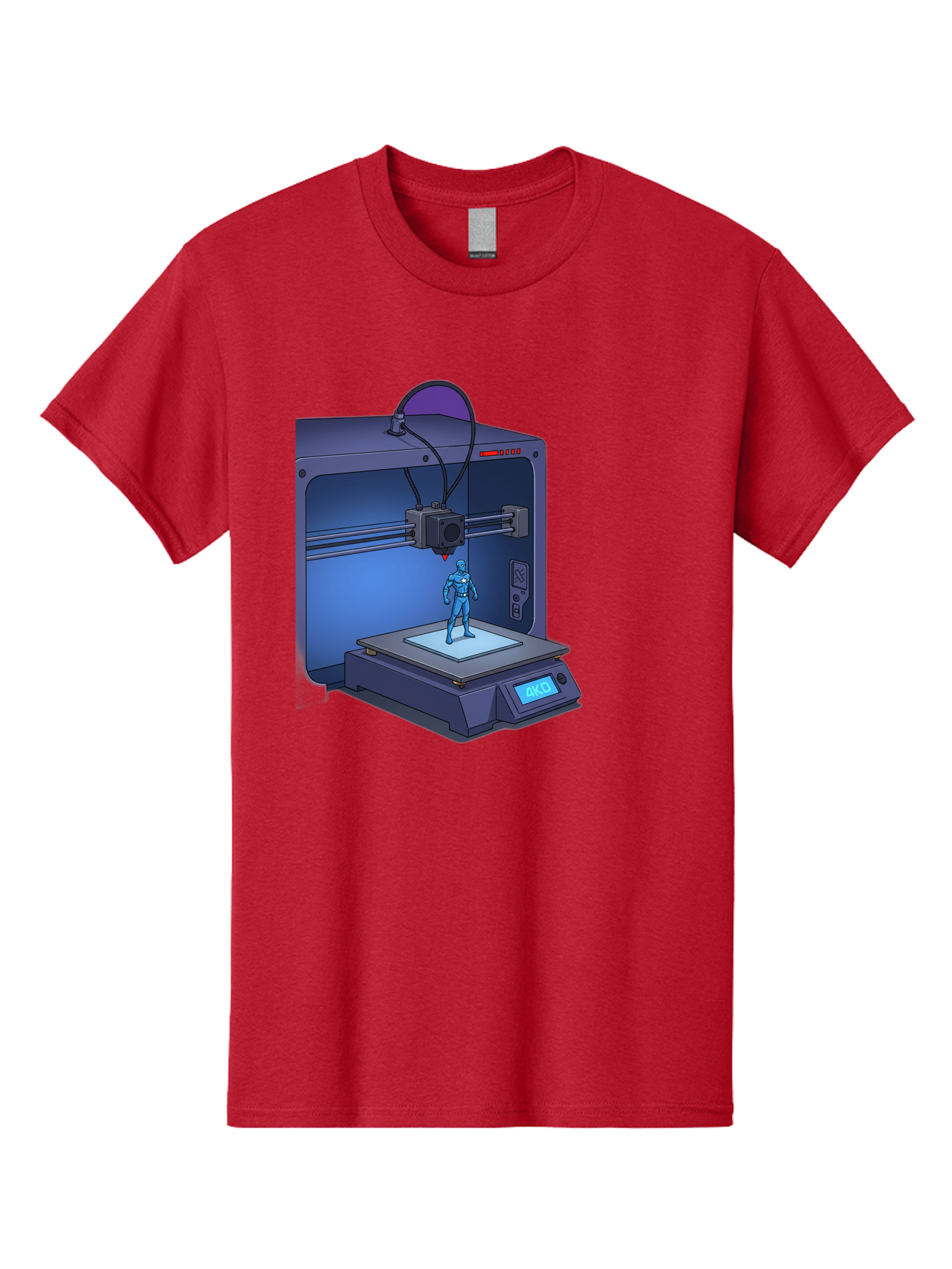 3D-Printer-10 Men'S Graphic Tee, 100% Cotton, Comfortable Casual Summer Wear, Machine Washable, 3D Printing Technology, Futuristic Design, Robotic Figure, Precise Manufacturing, Innovative Machinery, Additive Manufacturing, Ako Baa003