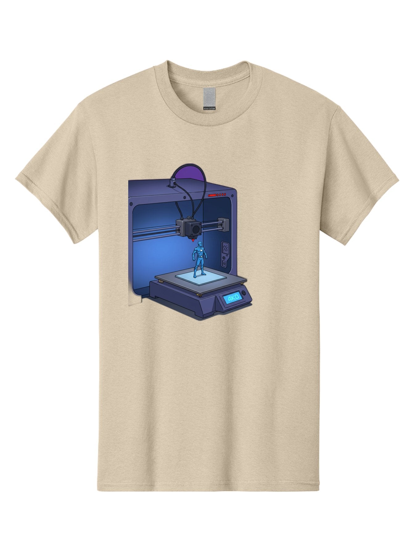 3D-Printer-10 Men'S Graphic Tee, 100% Cotton, Comfortable Casual Summer Wear, Machine Washable, 3D Printing Technology, Futuristic Design, Robotic Figure, Precise Manufacturing, Innovative Machinery, Additive Manufacturing, Ako Baa003 4