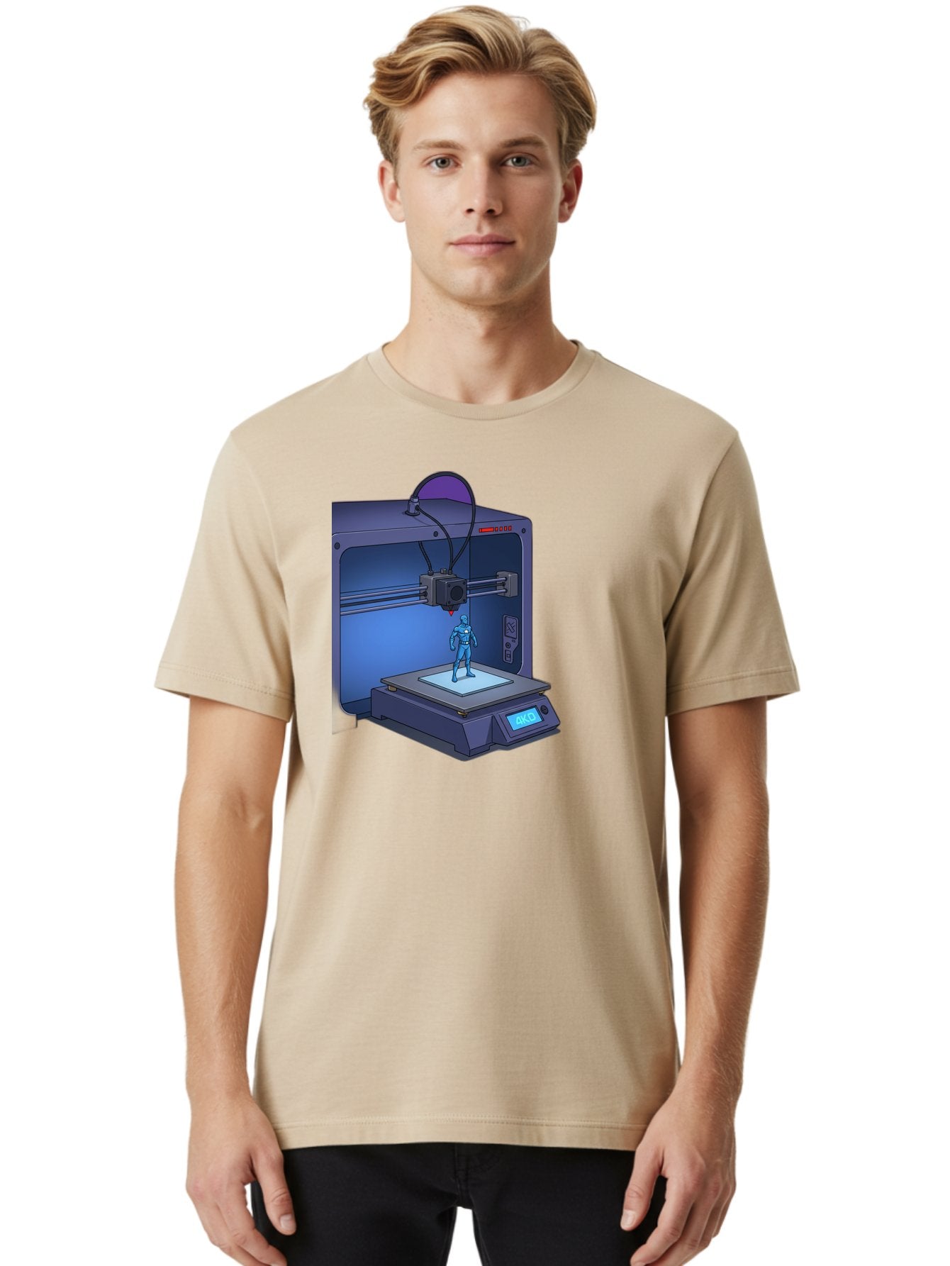 3D-Printer-10 Men'S Graphic Tee, 100% Cotton, Comfortable Casual Summer Wear, Machine Washable, 3D Printing Technology, Futuristic Design, Robotic Figure, Precise Manufacturing, Innovative Machinery, Additive Manufacturing, Ako Baa003 18