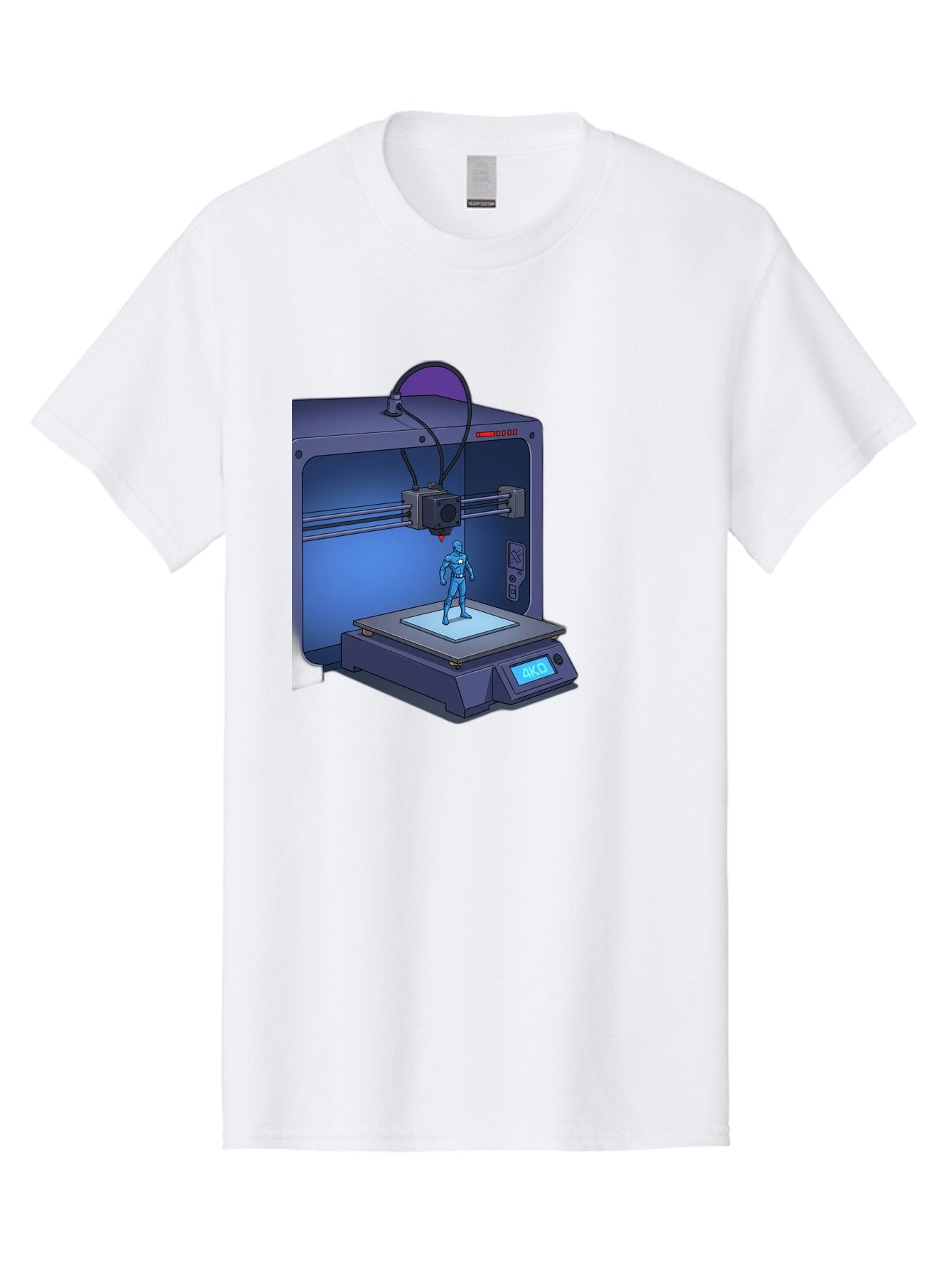 3D-Printer-10 Men'S Graphic Tee, 100% Cotton, Comfortable Casual Summer Wear, Machine Washable, 3D Printing Technology, Futuristic Design, Robotic Figure, Precise Manufacturing, Innovative Machinery, Additive Manufacturing, Ako Baa003