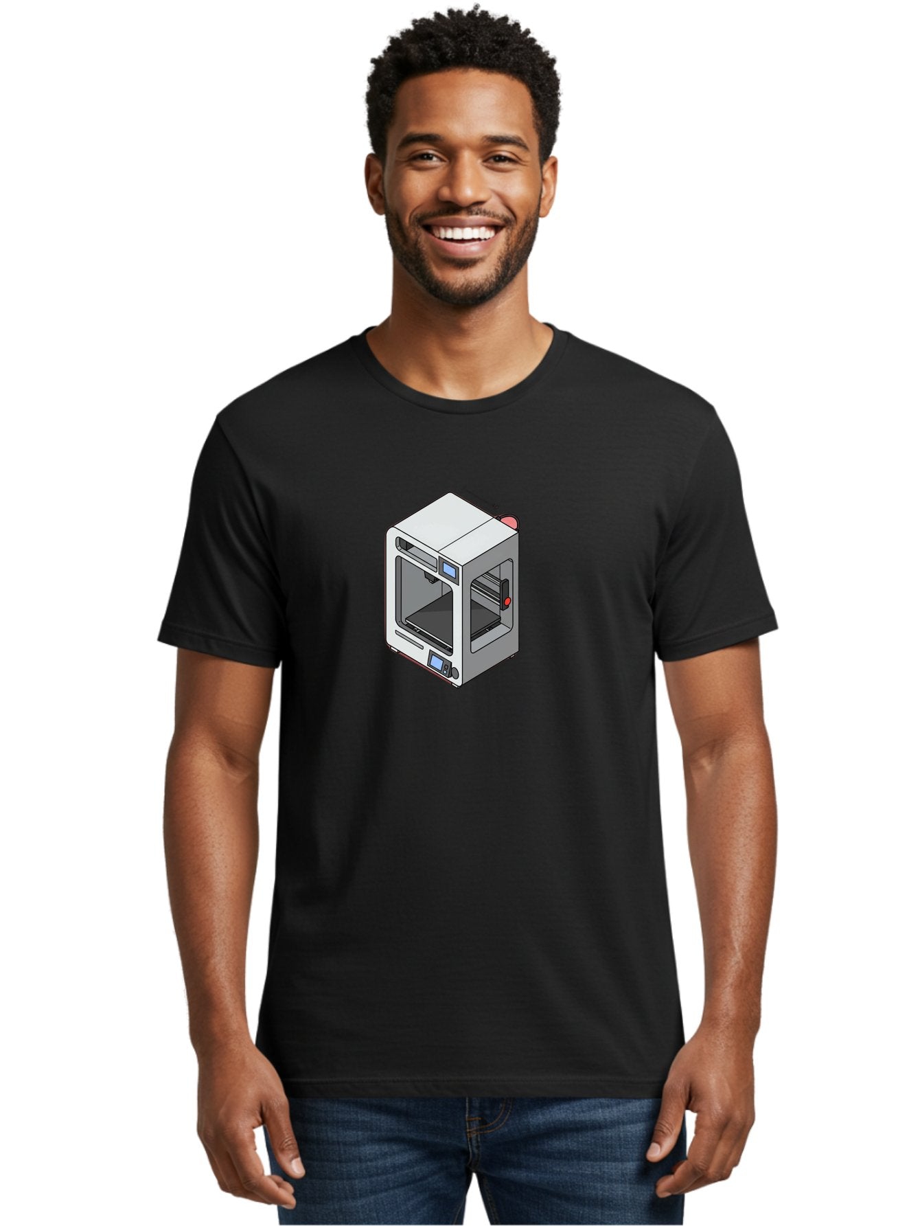 3D-Printer-11 Men'S Graphic Tee, 100% Cotton, Comfortable Casual Summer Wear, Machine Washable, 3D Printing Technology, Additive Manufacturing, Rapid Prototyping, Digital Fabrication, Futuristic Design, Modern Machinery, Precision Engineering, Baa004 22