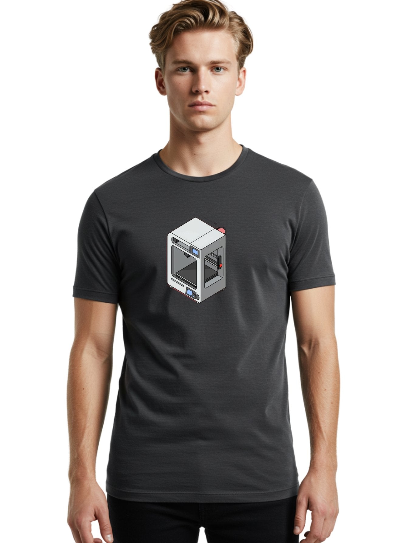 3D-Printer-11 Men'S Graphic Tee, 100% Cotton, Comfortable Casual Summer Wear, Machine Washable, 3D Printing Technology, Additive Manufacturing, Rapid Prototyping, Digital Fabrication, Futuristic Design, Modern Machinery, Precision Engineering, Baa004 26