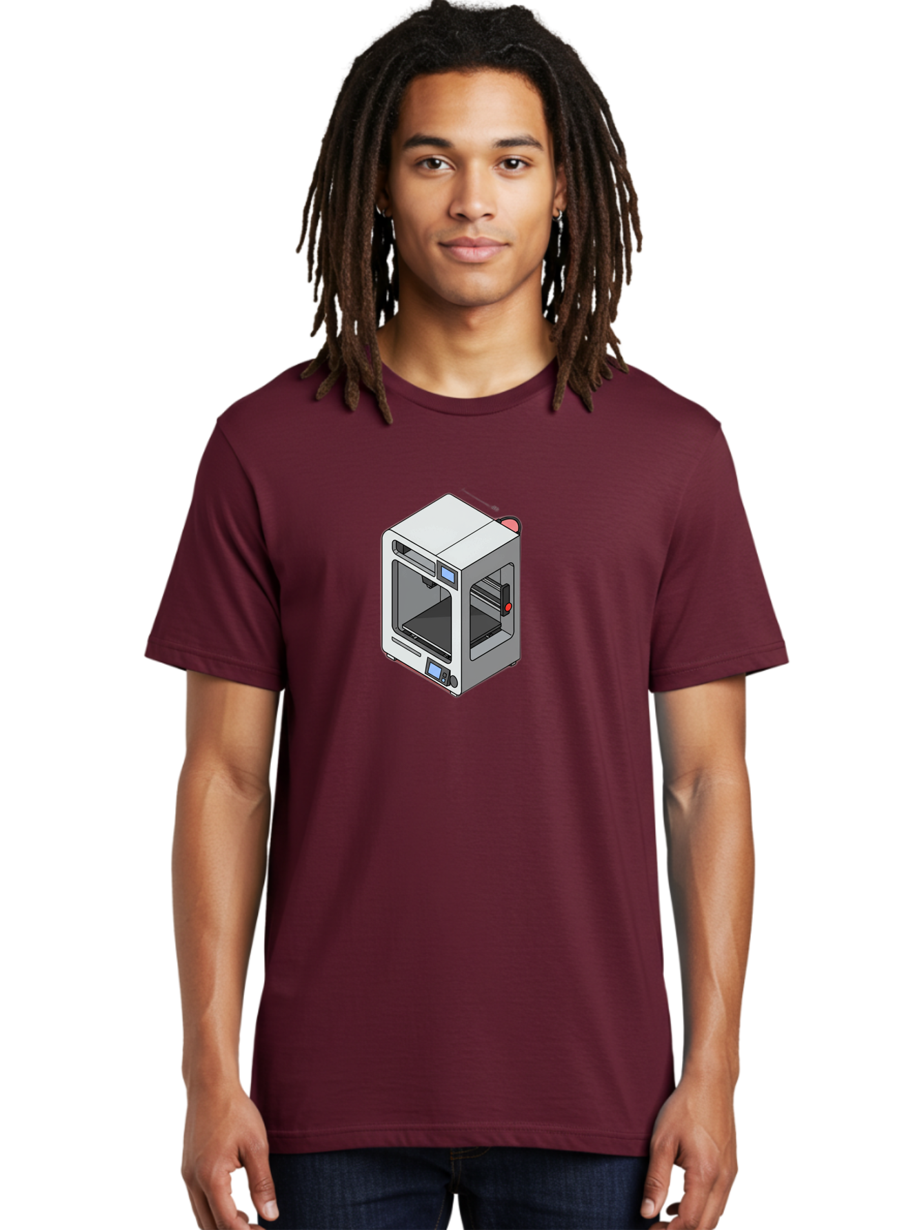 3D-Printer-11 Men'S Graphic Tee, 100% Cotton, Comfortable Casual Summer Wear, Machine Washable, 3D Printing Technology, Additive Manufacturing, Rapid Prototyping, Digital Fabrication, Futuristic Design, Modern Machinery, Precision Engineering, Baa004