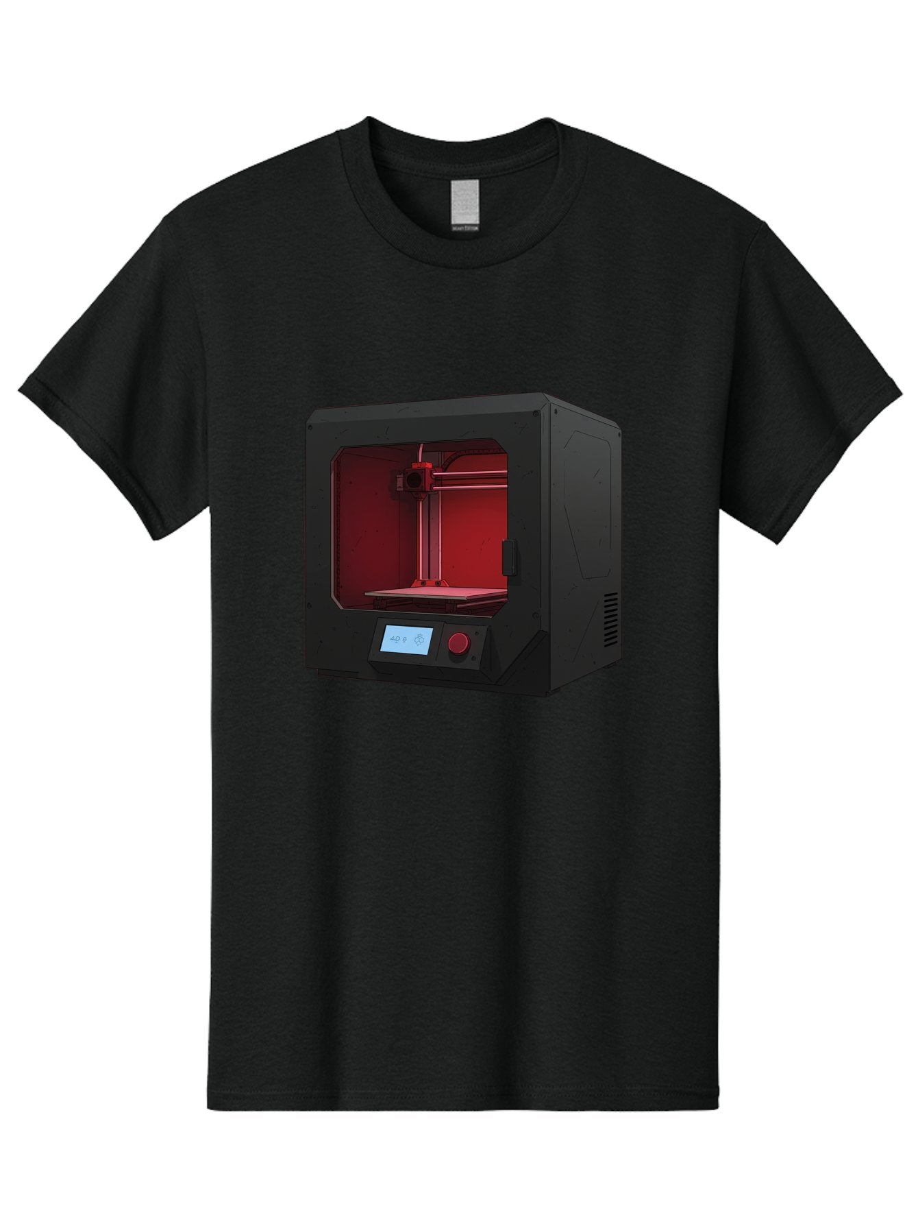 3D-Printer-12 Men'S Graphic Tee, 100% Cotton, Comfortable Casual Summer Wear, Machine Washable, 3D Printing Technology, Additive Manufacturing, Red Lit Interior, Digital Display, Control Panel, Futuristic Design, Precision Engineering, Baa005 6