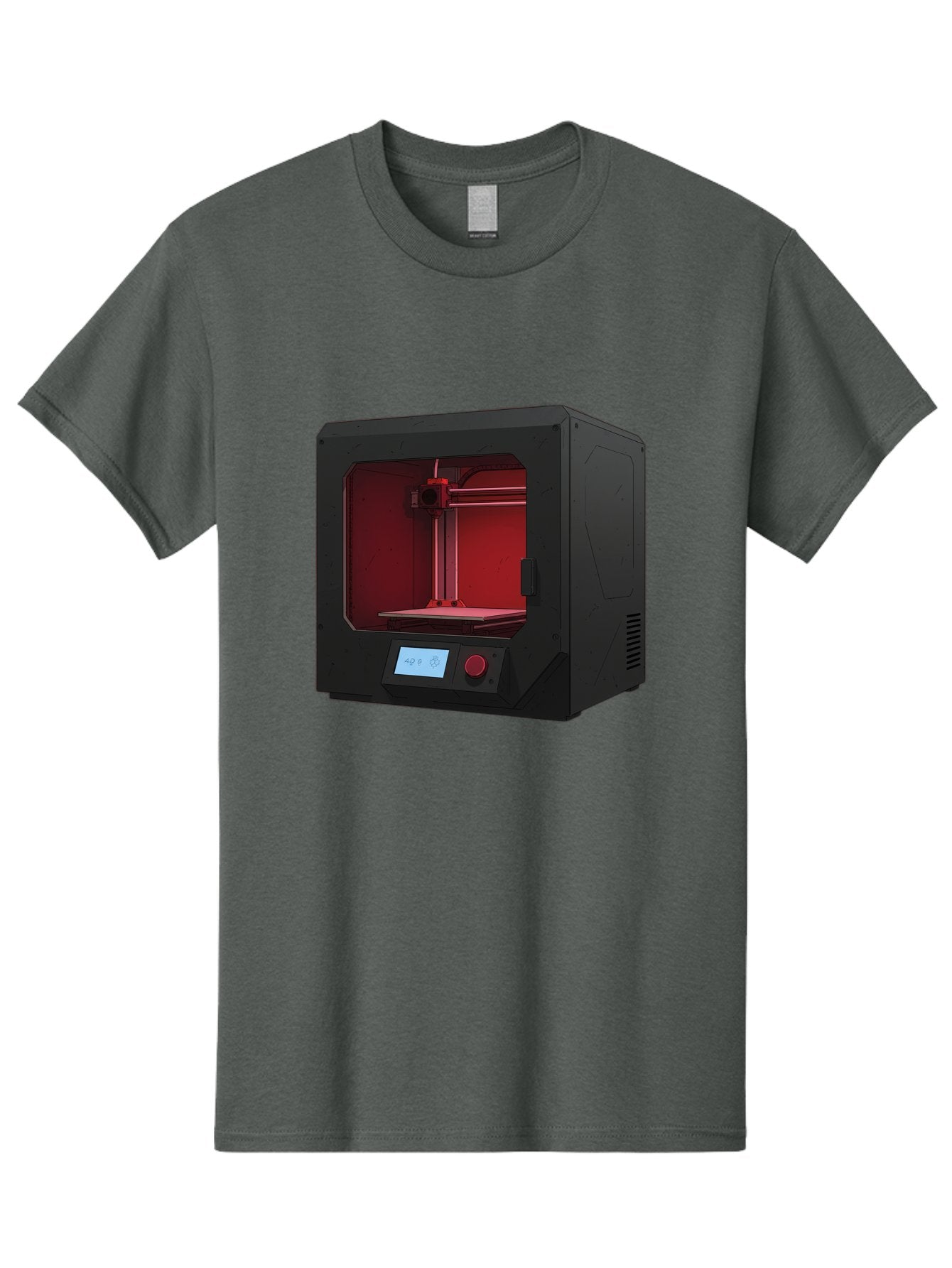 3D-Printer-12 Men'S Graphic Tee, 100% Cotton, Comfortable Casual Summer Wear, Machine Washable, 3D Printing Technology, Additive Manufacturing, Red Lit Interior, Digital Display, Control Panel, Futuristic Design, Precision Engineering, Baa005 9