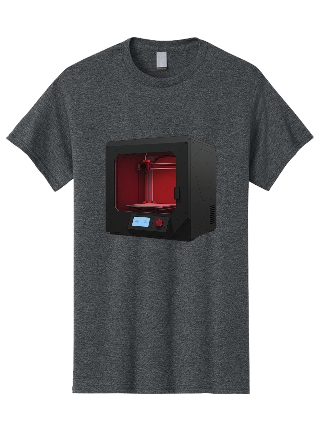 3D-Printer-12 Men'S Graphic Tee, 100% Cotton, Comfortable Casual Summer Wear, Machine Washable, 3D Printing Technology, Additive Manufacturing, Red Lit Interior, Digital Display, Control Panel, Futuristic Design, Precision Engineering, Baa005 4