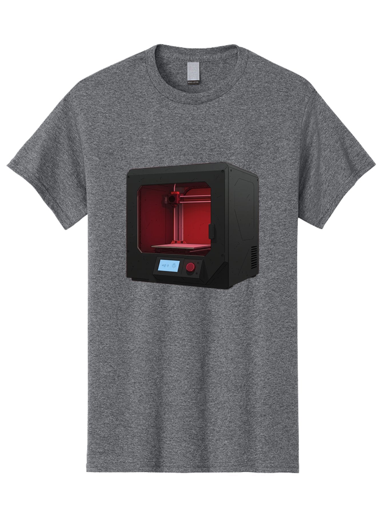 3D-Printer-12 Men'S Graphic Tee, 100% Cotton, Comfortable Casual Summer Wear, Machine Washable, 3D Printing Technology, Additive Manufacturing, Red Lit Interior, Digital Display, Control Panel, Futuristic Design, Precision Engineering, Baa005 15