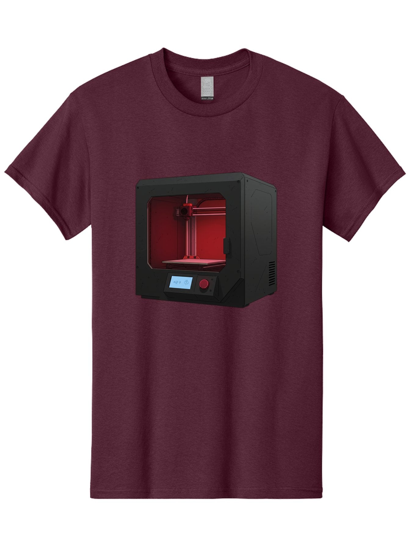 3D-Printer-12 Men'S Graphic Tee, 100% Cotton, Comfortable Casual Summer Wear, Machine Washable, 3D Printing Technology, Additive Manufacturing, Red Lit Interior, Digital Display, Control Panel, Futuristic Design, Precision Engineering, Baa005 11