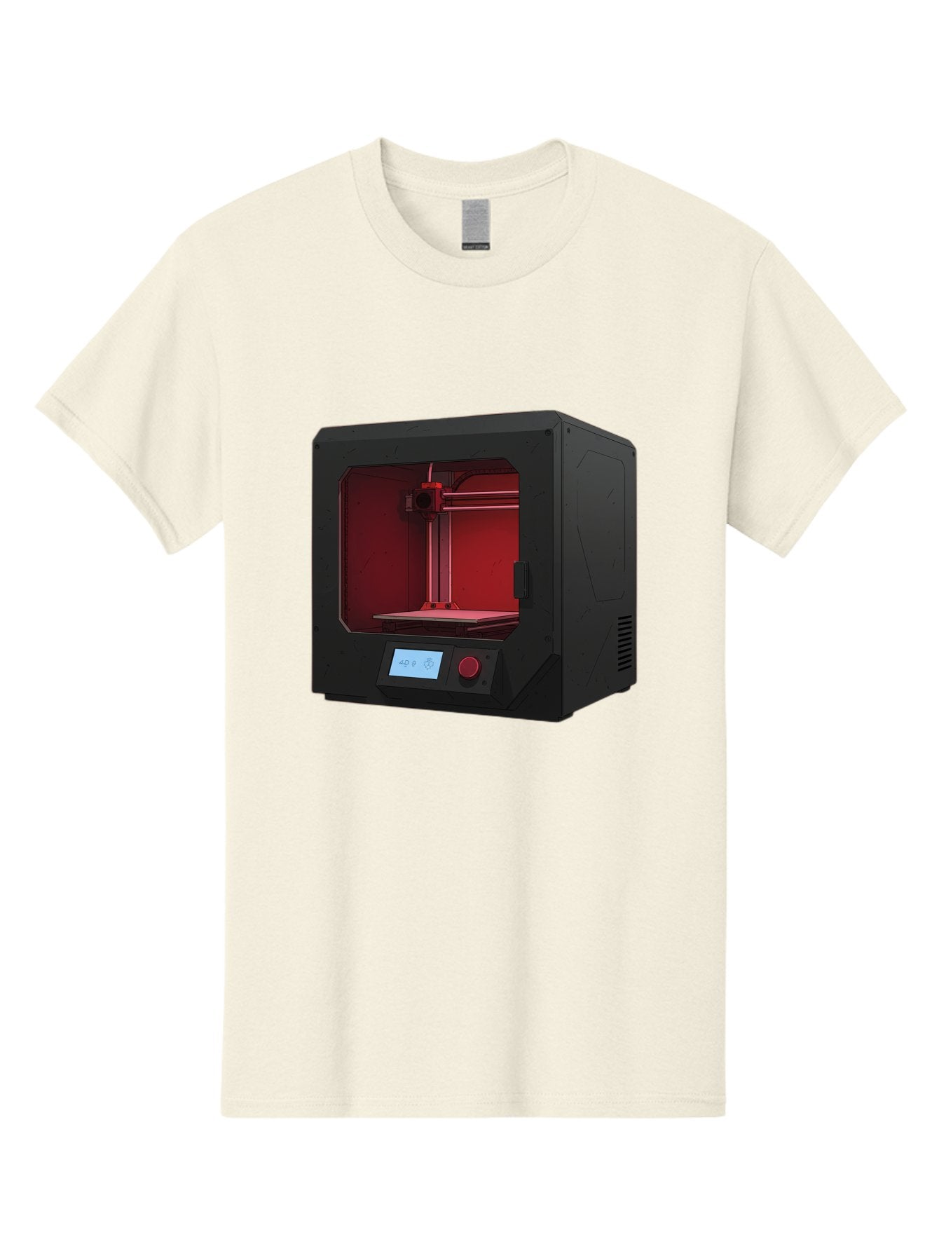 3D-Printer-12 Men'S Graphic Tee, 100% Cotton, Comfortable Casual Summer Wear, Machine Washable, 3D Printing Technology, Additive Manufacturing, Red Lit Interior, Digital Display, Control Panel, Futuristic Design, Precision Engineering, Baa005 8