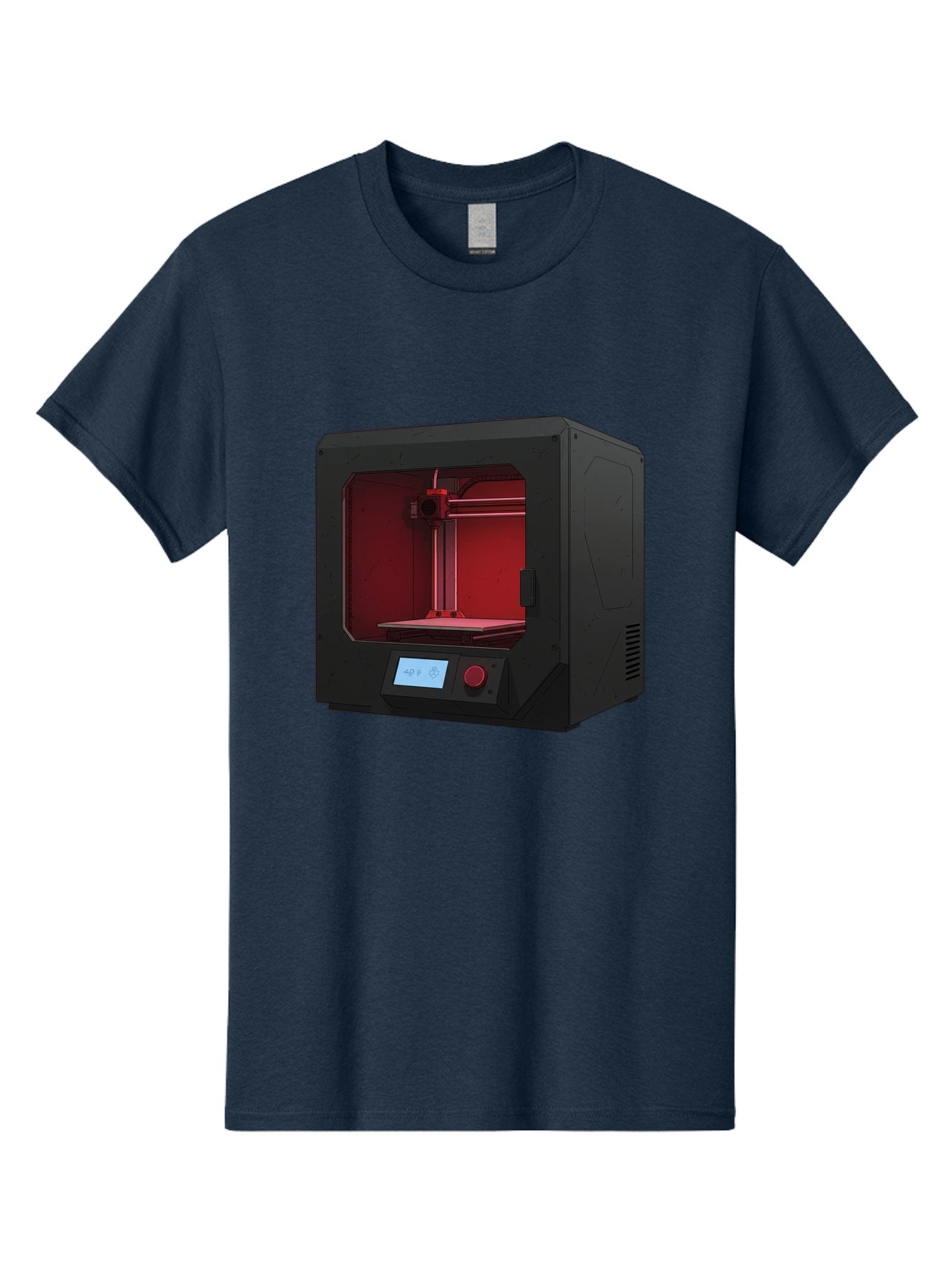 3D-Printer-12 Men'S Graphic Tee, 100% Cotton, Comfortable Casual Summer Wear, Machine Washable, 3D Printing Technology, Additive Manufacturing, Red Lit Interior, Digital Display, Control Panel, Futuristic Design, Precision Engineering, Baa005 14