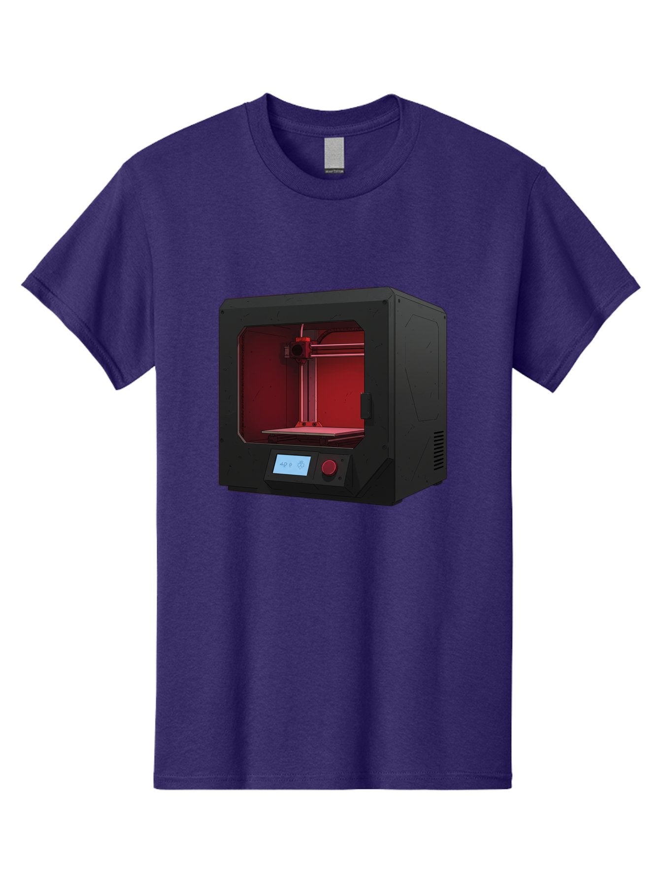 3D-Printer-12 Men'S Graphic Tee, 100% Cotton, Comfortable Casual Summer Wear, Machine Washable, 3D Printing Technology, Additive Manufacturing, Red Lit Interior, Digital Display, Control Panel, Futuristic Design, Precision Engineering, Baa005 7