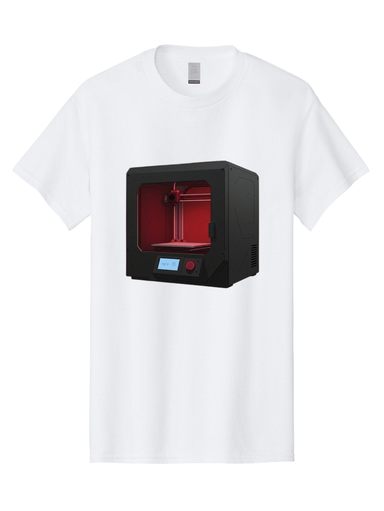 3D-Printer-12 Men'S Graphic Tee, 100% Cotton, Comfortable Casual Summer Wear, Machine Washable, 3D Printing Technology, Additive Manufacturing, Red Lit Interior, Digital Display, Control Panel, Futuristic Design, Precision Engineering, Baa005 10