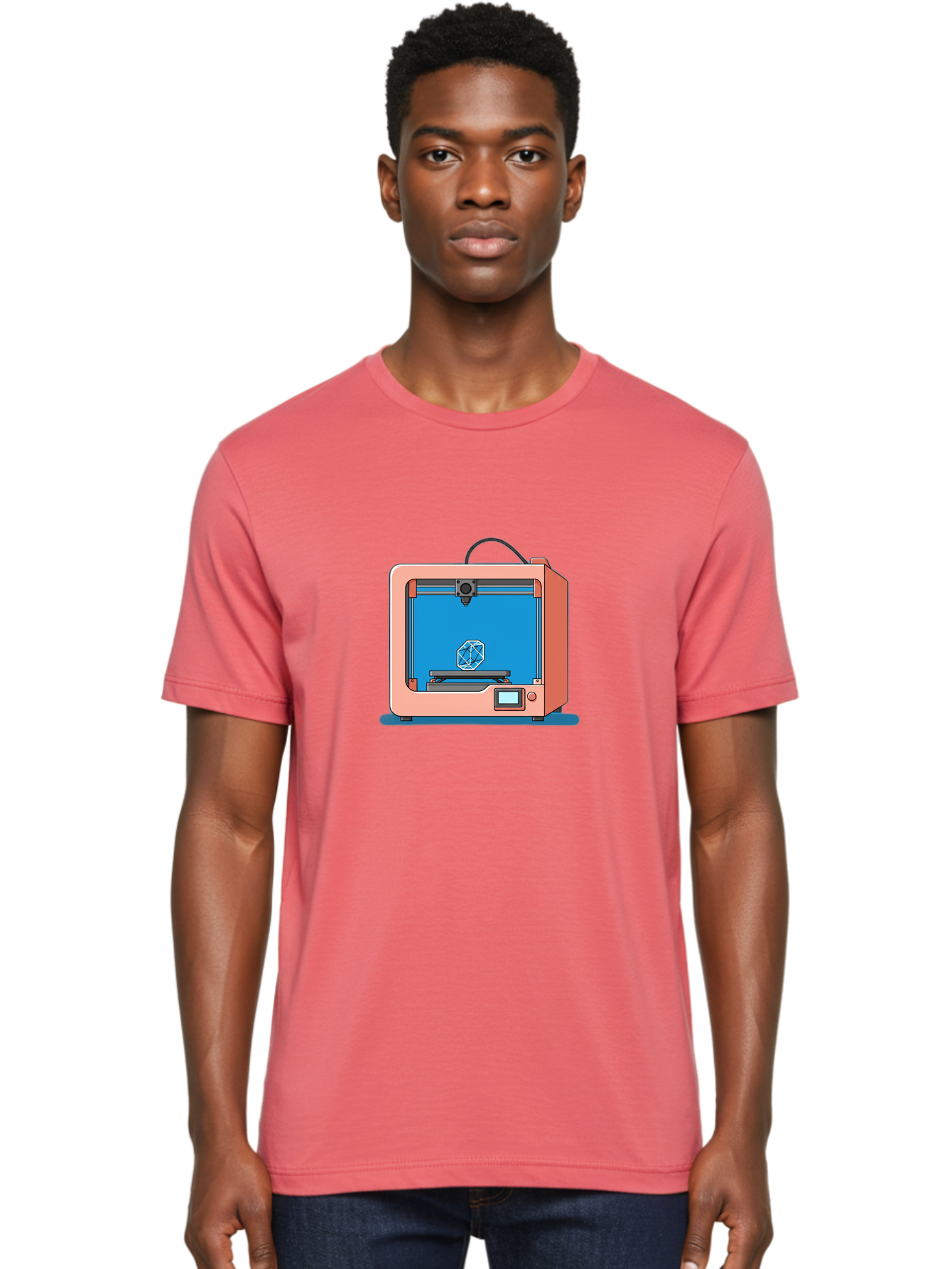 3D-Printer-13 Men'S Graphic Tee, 100% Cotton, Comfortable Casual Summer Wear, Machine Washable, 3D Printing Technology, Additive Manufacturing, Digital Fabrication, Prototype Development, Product Design, Geometric Object, 3D Modeling Baa006 16