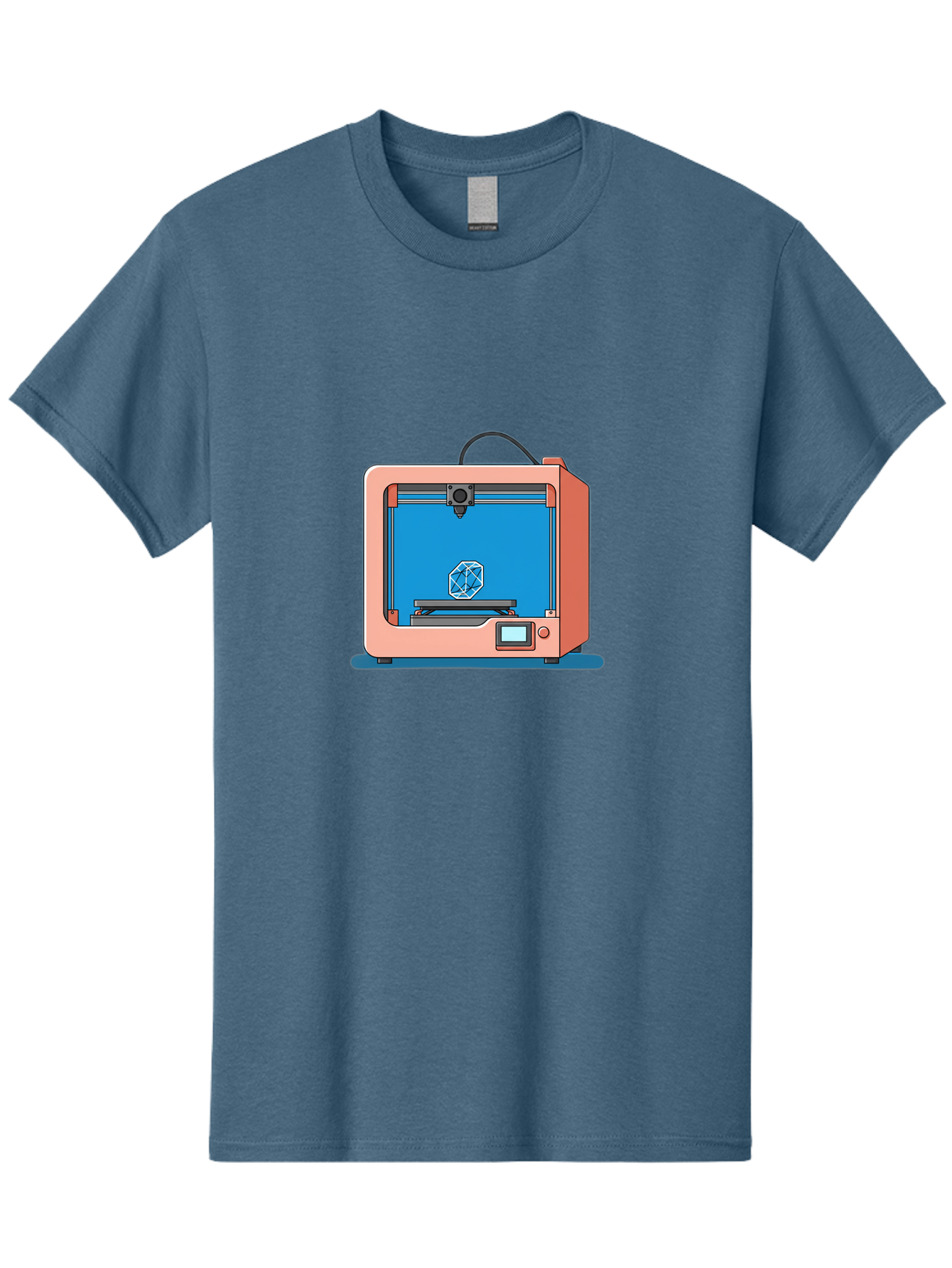 3D-Printer-13 Men'S Graphic Tee, 100% Cotton, Comfortable Casual Summer Wear, Machine Washable, 3D Printing Technology, Additive Manufacturing, Digital Fabrication, Prototype Development, Product Design, Geometric Object, 3D Modeling Baa006