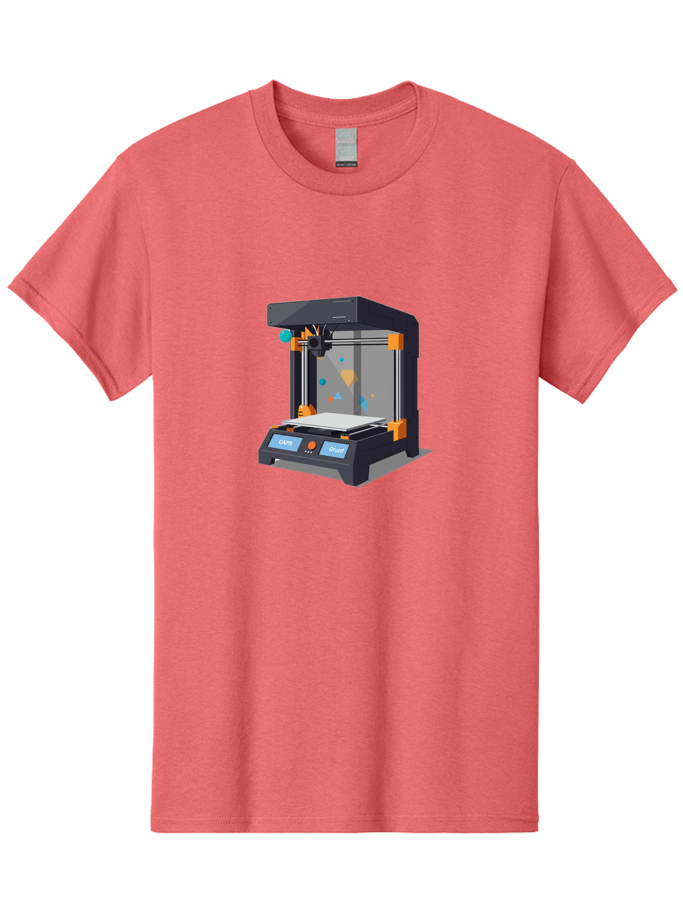 3D-Printer-14 Men'S Graphic Tee, 100% Cotton, Comfortable Casual Summer Wear, Machine Washable, 3D Printing Technology, Modern Manufacturing, Additive Manufacturing, Print Head, Build Platform, Capr, Grafit, Digital Fabrication, Baa007 7