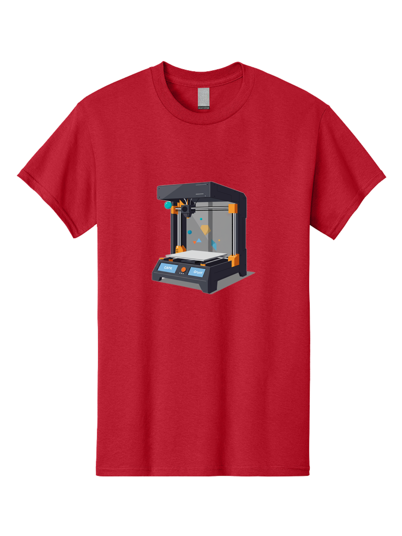 3D-Printer-14 Men'S Graphic Tee, 100% Cotton, Comfortable Casual Summer Wear, Machine Washable, 3D Printing Technology, Modern Manufacturing, Additive Manufacturing, Print Head, Build Platform, Capr, Grafit, Digital Fabrication, Baa007