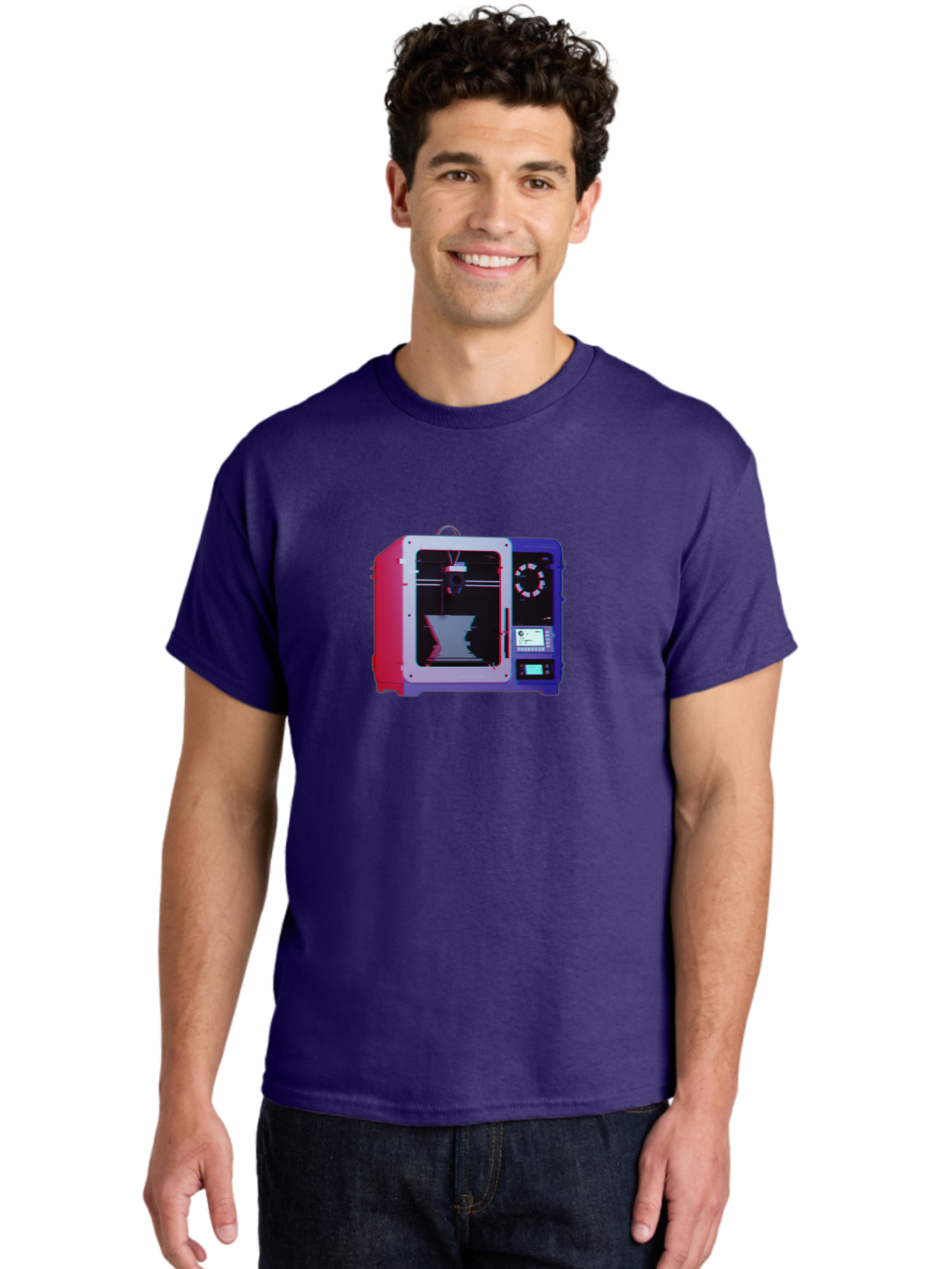 3D-Printer-15 Men'S Graphic Tee, 100% Cotton, Comfortable Casual Summer Wear, Machine Washable, 3D Printing Technology, Additive Manufacturing, Futuristic Design, Digital Fabrication, Rapid Prototyping, Custom Parts, Innovative Machinery Baa008