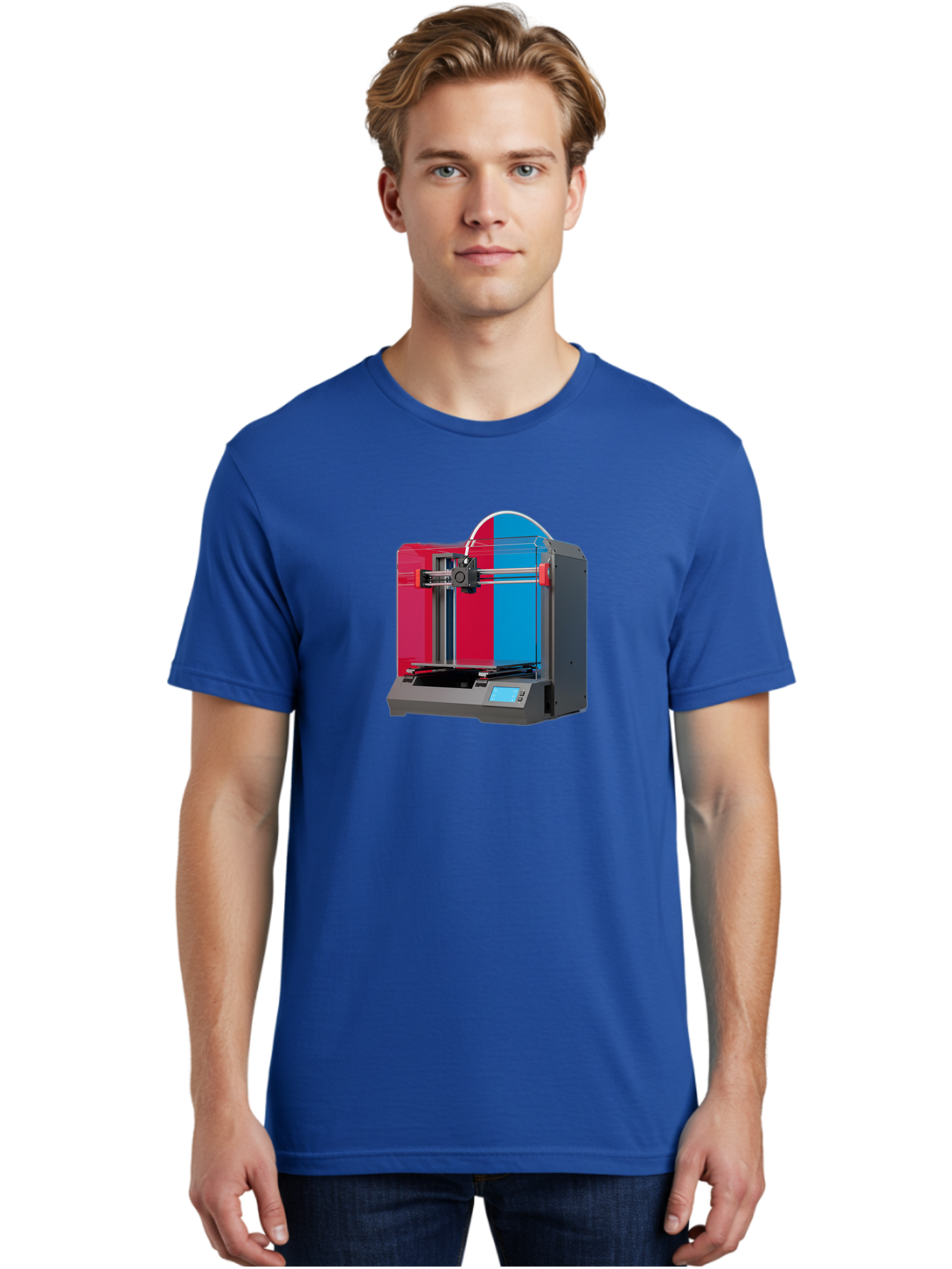 3D-Printer-16 Men'S Graphic Tee, 100% Cotton, Comfortable Casual Summer Wear, Machine Washable, 3D Printing Technology, Rapid Prototyping, Digital Fabrication, Additive Manufacturing, Printer Machine, Futuristic Design, Modern Innovation, Baa009 24