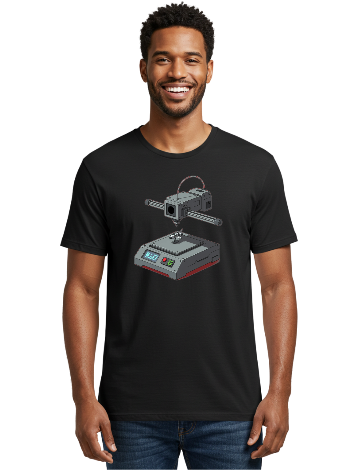 3D-Printer-17 Men'S Graphic Tee, 100% Cotton, Comfortable Casual Summer Wear, Machine Washable, 3D Printing Technology, Rapid Prototyping, Digital Fabrication, Additive Manufacturing, Futuristic Design, Robotic Arm, Cutting-Edge Innovation, Baa010 12