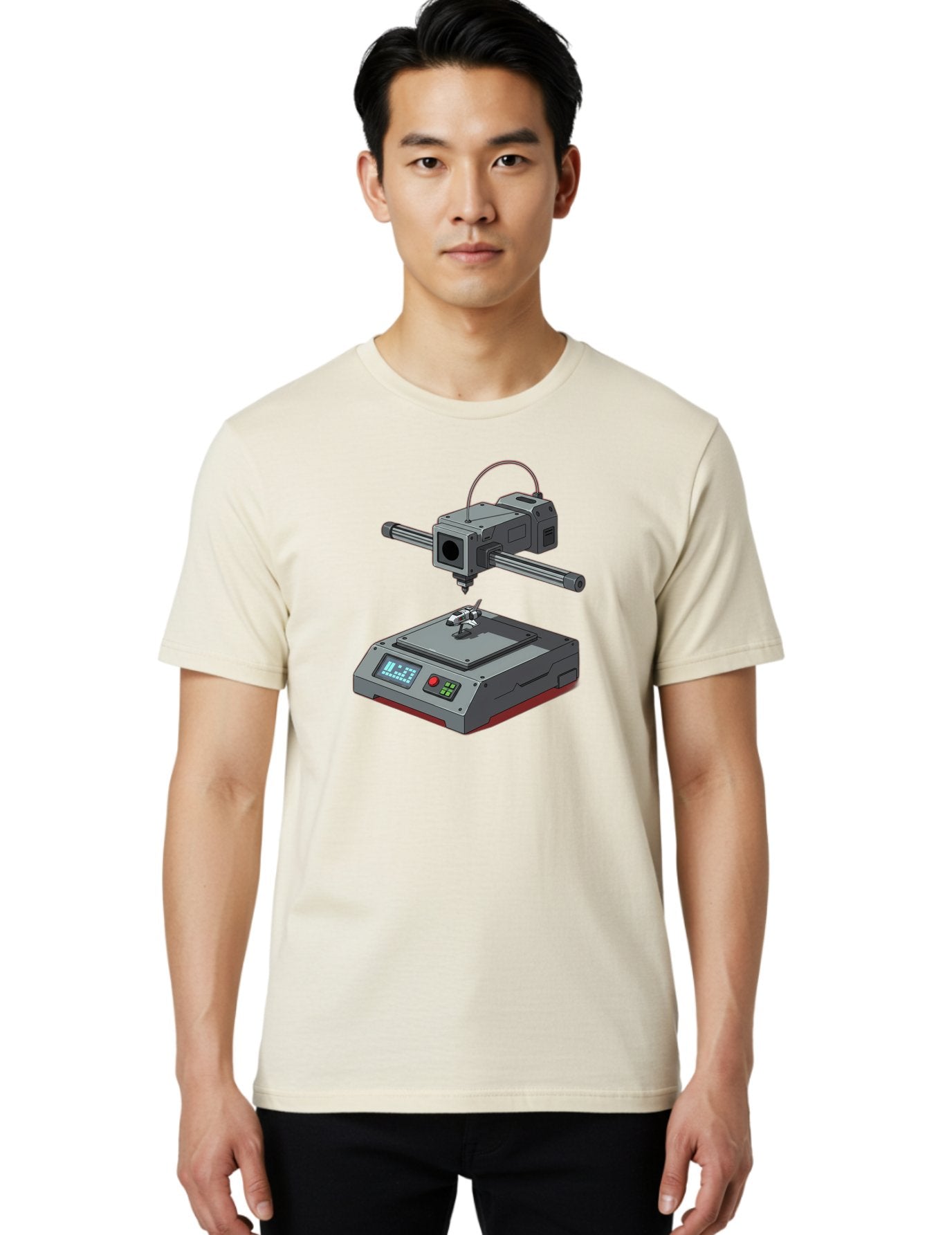 3D-Printer-17 Men'S Graphic Tee, 100% Cotton, Comfortable Casual Summer Wear, Machine Washable, 3D Printing Technology, Rapid Prototyping, Digital Fabrication, Additive Manufacturing, Futuristic Design, Robotic Arm, Cutting-Edge Innovation, Baa010 30