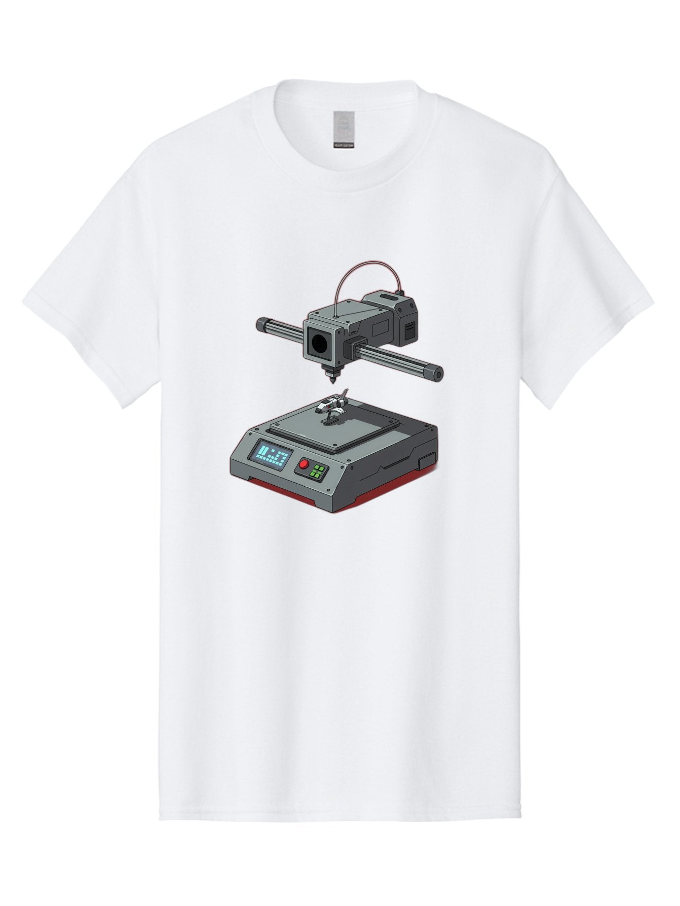 3D-Printer-17 Men'S Graphic Tee, 100% Cotton, Comfortable Casual Summer Wear, Machine Washable, 3D Printing Technology, Rapid Prototyping, Digital Fabrication, Additive Manufacturing, Futuristic Design, Robotic Arm, Cutting-Edge Innovation, Baa010