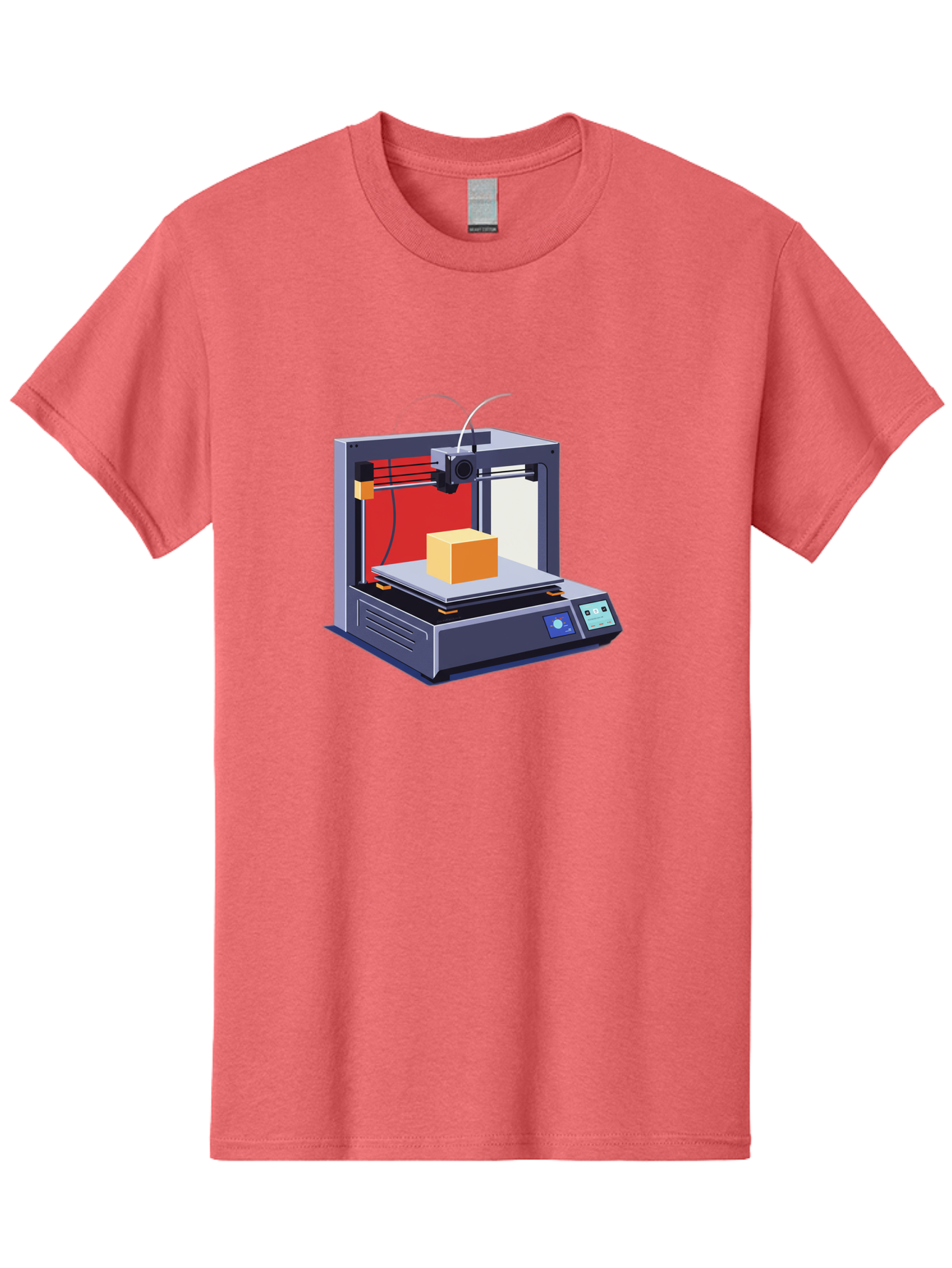 3D-Printer-2 Men'S Graphic Tee, 100% Cotton, Comfortable Casual Summer Wear, Machine Washable, 3D Printing Technology, Additive Manufacturing, Printed Cube, Digital Fabrication, Rapid Prototyping, Industrial Innovation, Futuristic Design Baa013 27