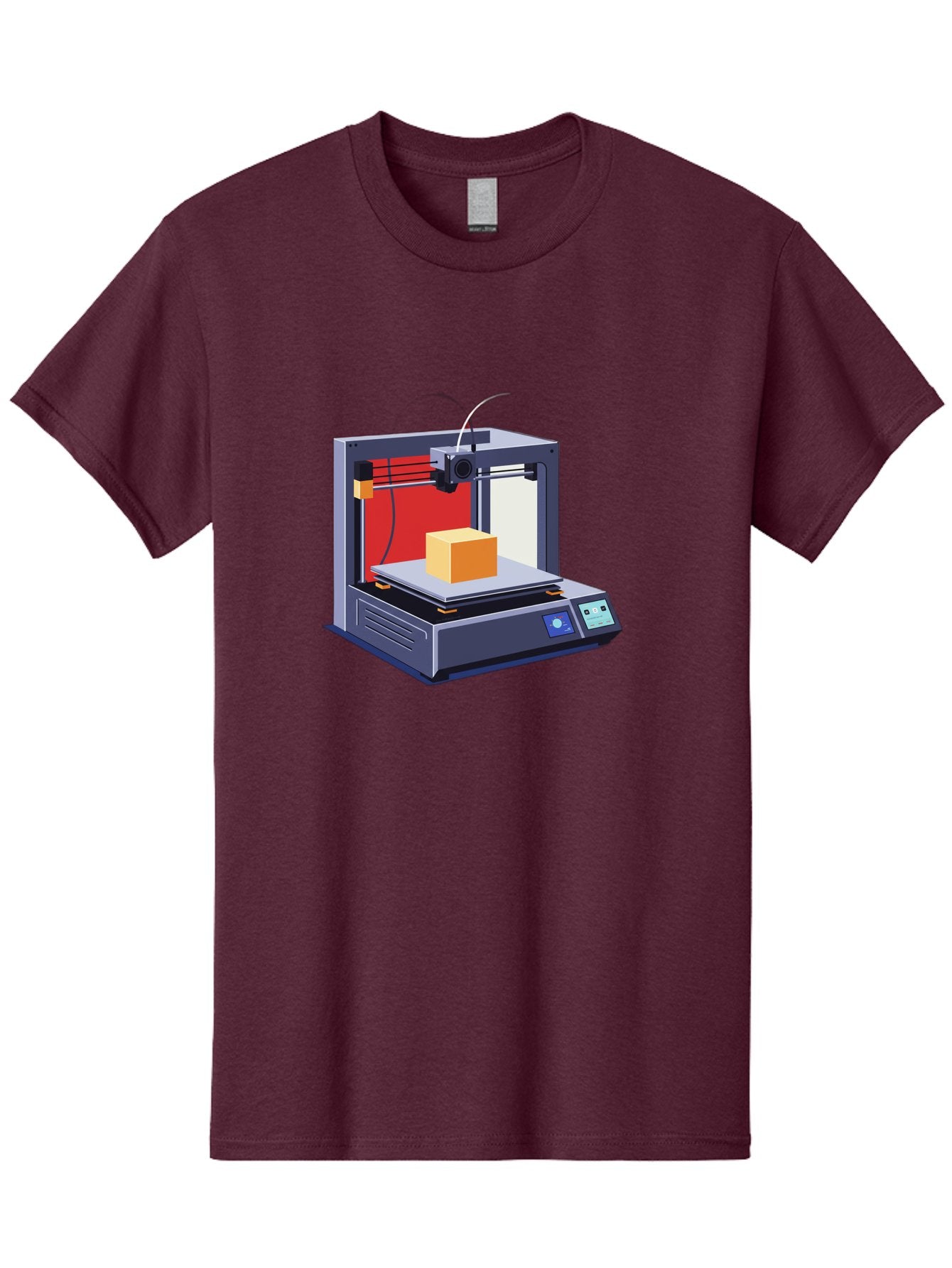 3D-Printer-2 Men'S Graphic Tee, 100% Cotton, Comfortable Casual Summer Wear, Machine Washable, 3D Printing Technology, Additive Manufacturing, Printed Cube, Digital Fabrication, Rapid Prototyping, Industrial Innovation, Futuristic Design Baa013 15