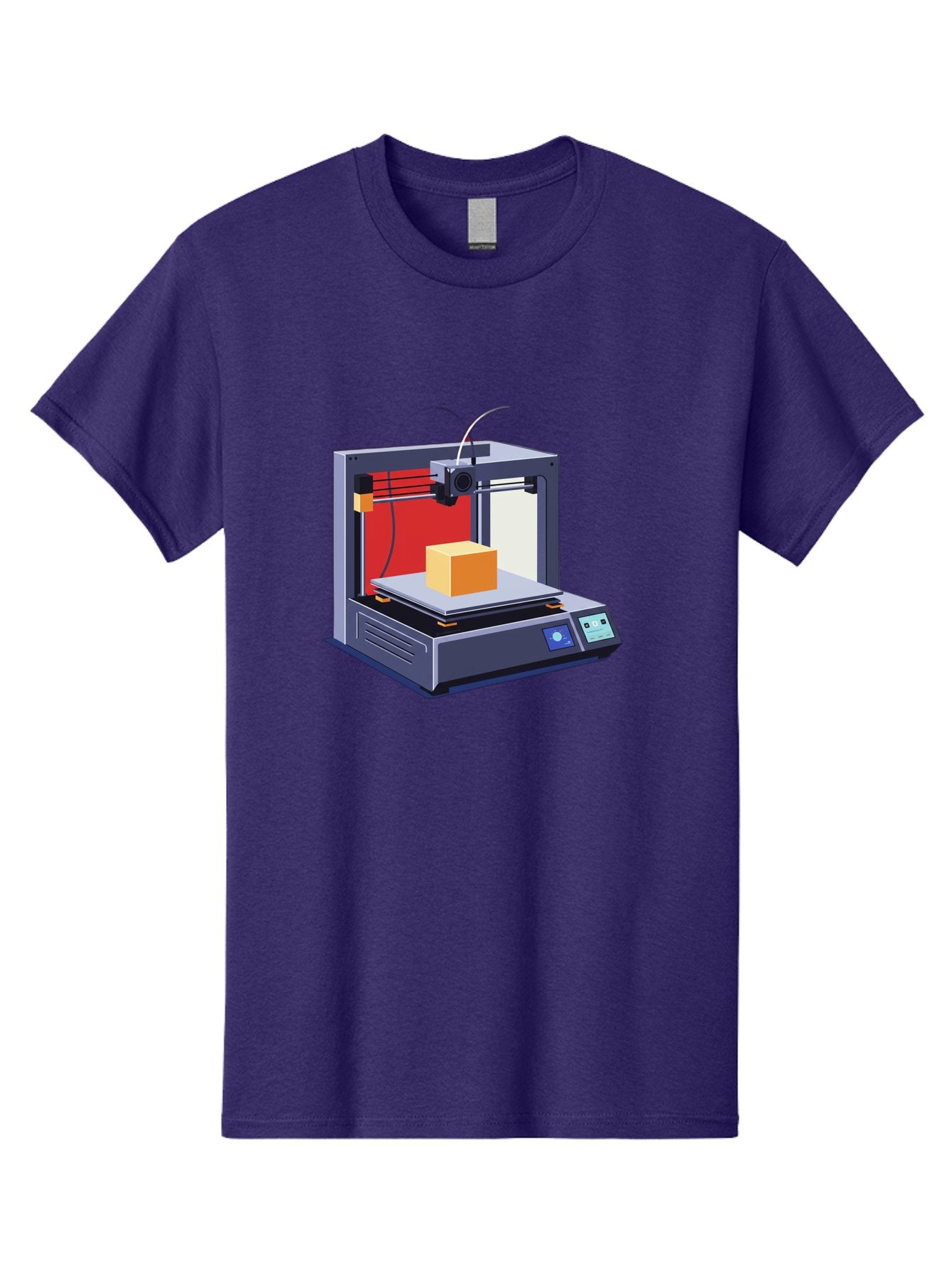 3D-Printer-2 Men'S Graphic Tee, 100% Cotton, Comfortable Casual Summer Wear, Machine Washable, 3D Printing Technology, Additive Manufacturing, Printed Cube, Digital Fabrication, Rapid Prototyping, Industrial Innovation, Futuristic Design Baa013 5