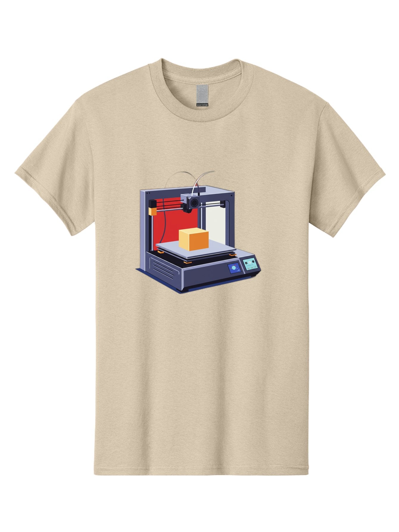 3D-Printer-2 Men'S Graphic Tee, 100% Cotton, Comfortable Casual Summer Wear, Machine Washable, 3D Printing Technology, Additive Manufacturing, Printed Cube, Digital Fabrication, Rapid Prototyping, Industrial Innovation, Futuristic Design Baa013 7